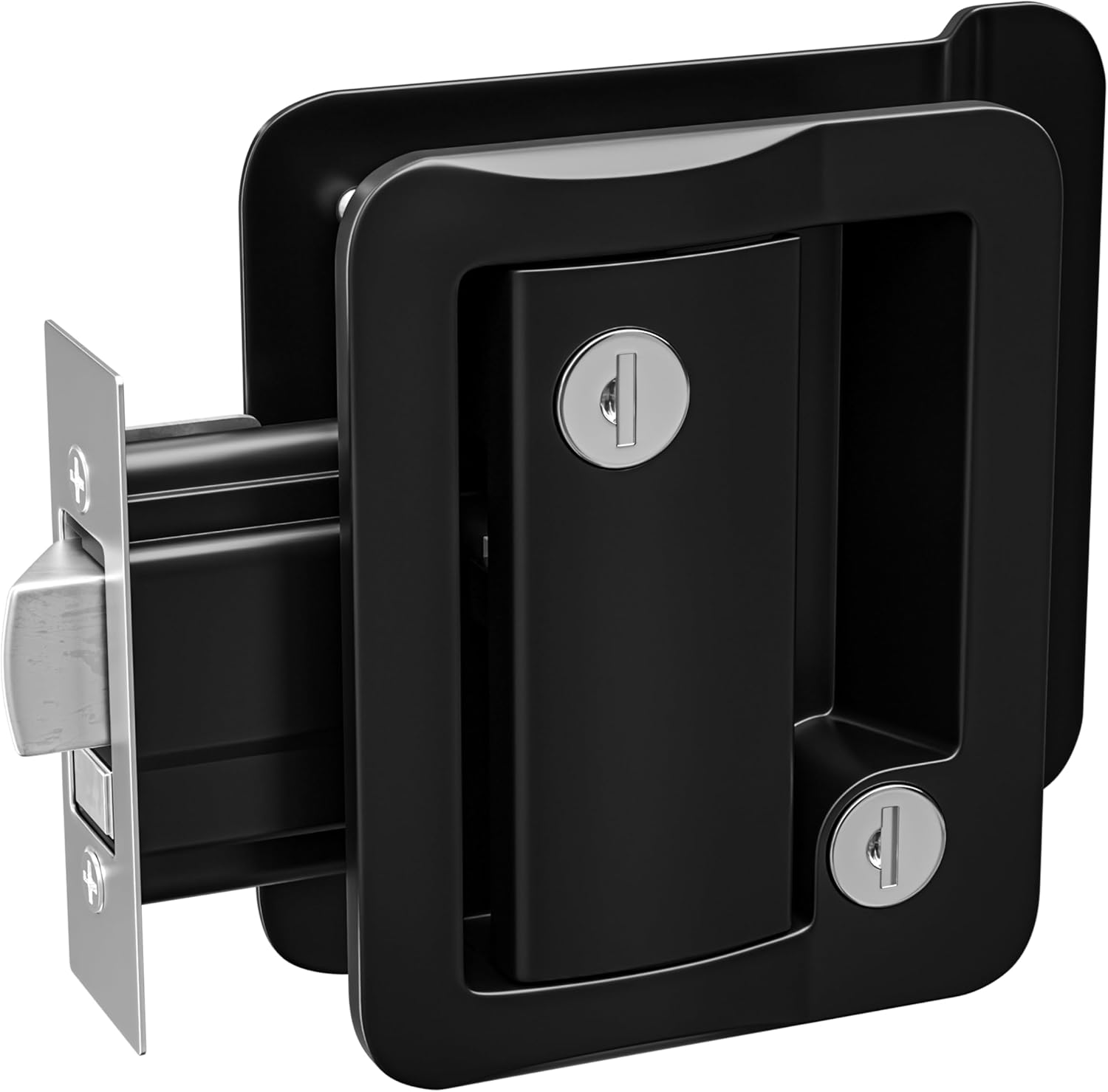 RV Travel Trailer Entry Door Lock Polar Black Paddle Deadbol image number 5