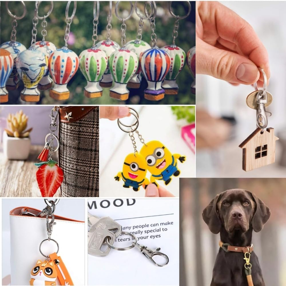 20PCS Detachable Swivel Lobster Clasp Clips Hook Alloy Key Ring Split Keychain Durable DIY for Key Split Ring （Silver） image number 4