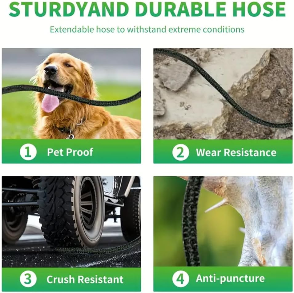 Garden Hose Car Washing Water Hose Flexible Water Hose 1/2&ldquo; Connector with 10 Patterns Spray Nozzle 50Ft image number 2