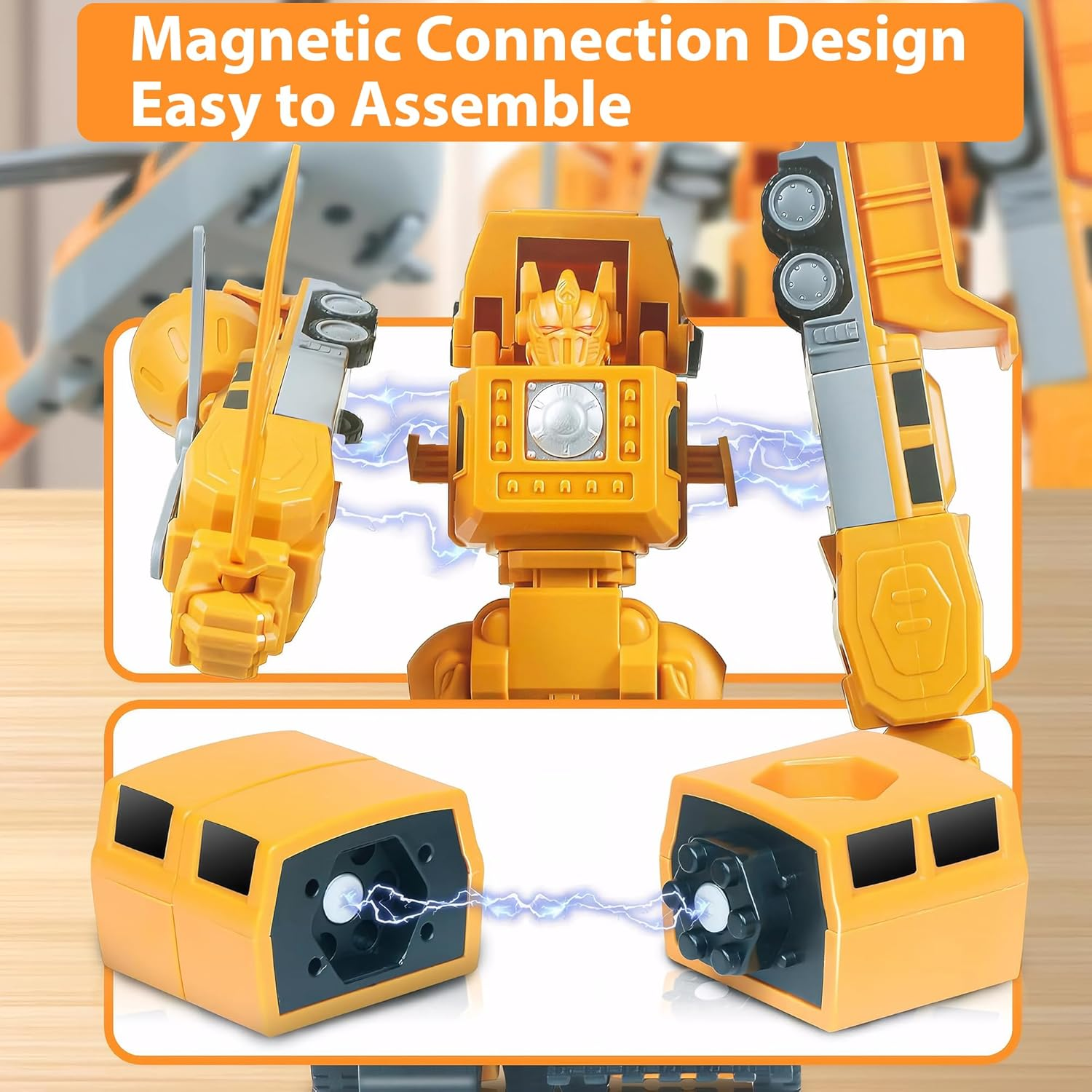 Magnetic Transform Engineering Car Toys with Storage Box for Kid Age 3-8 image number 6