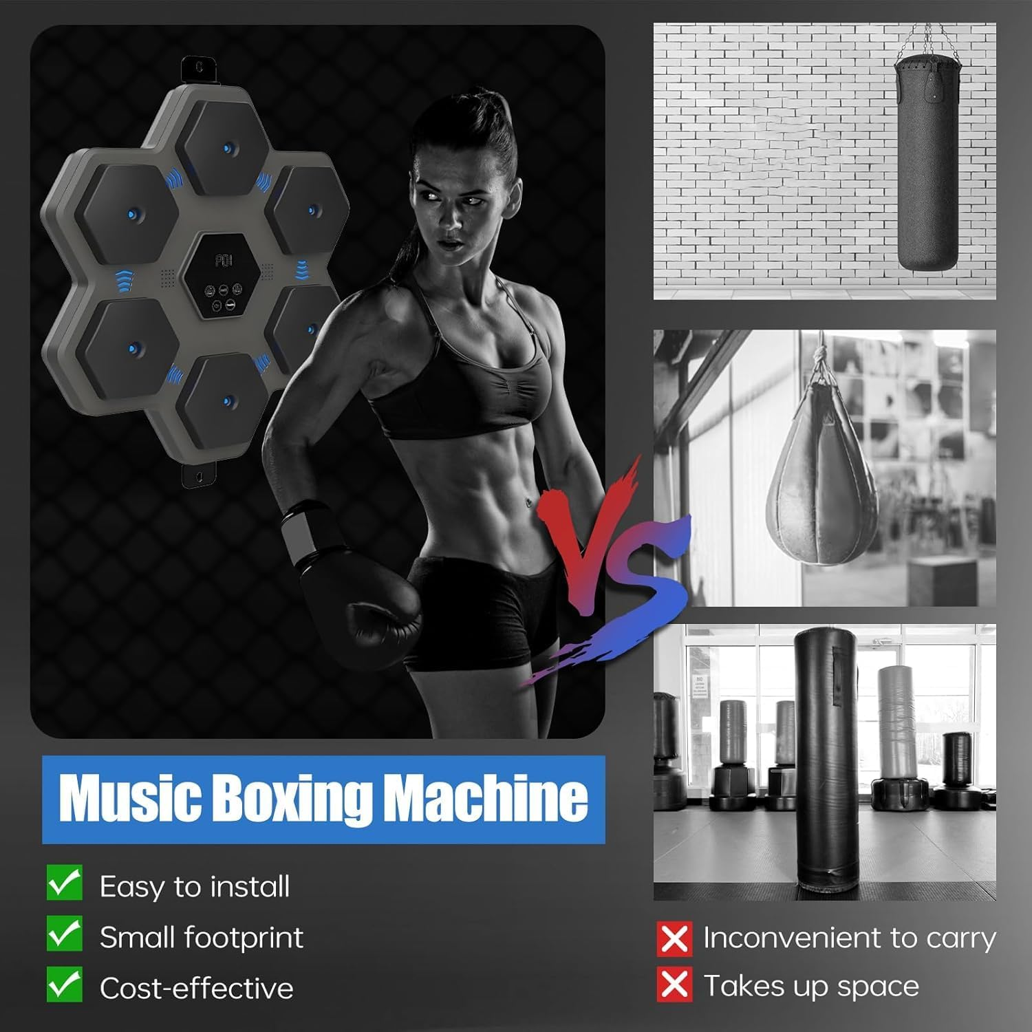 Smart Bluetooth Music Boxing Machine, Wall-Mounted Electronic Trainer for Adults and Kids, Intelligent Boxing Target - Wall Punching Bag - Boxing Training Punching Equipment image number 5