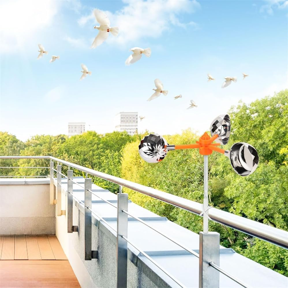 Windmill Bird Repeller - Durable Stainless Steel, 360&deg; Reflective Drive, Weatherproof for Garden, Farm & Patio,Birds Reflect Deterrent Visual Bird Scarer Deterrent Devices Outdoor