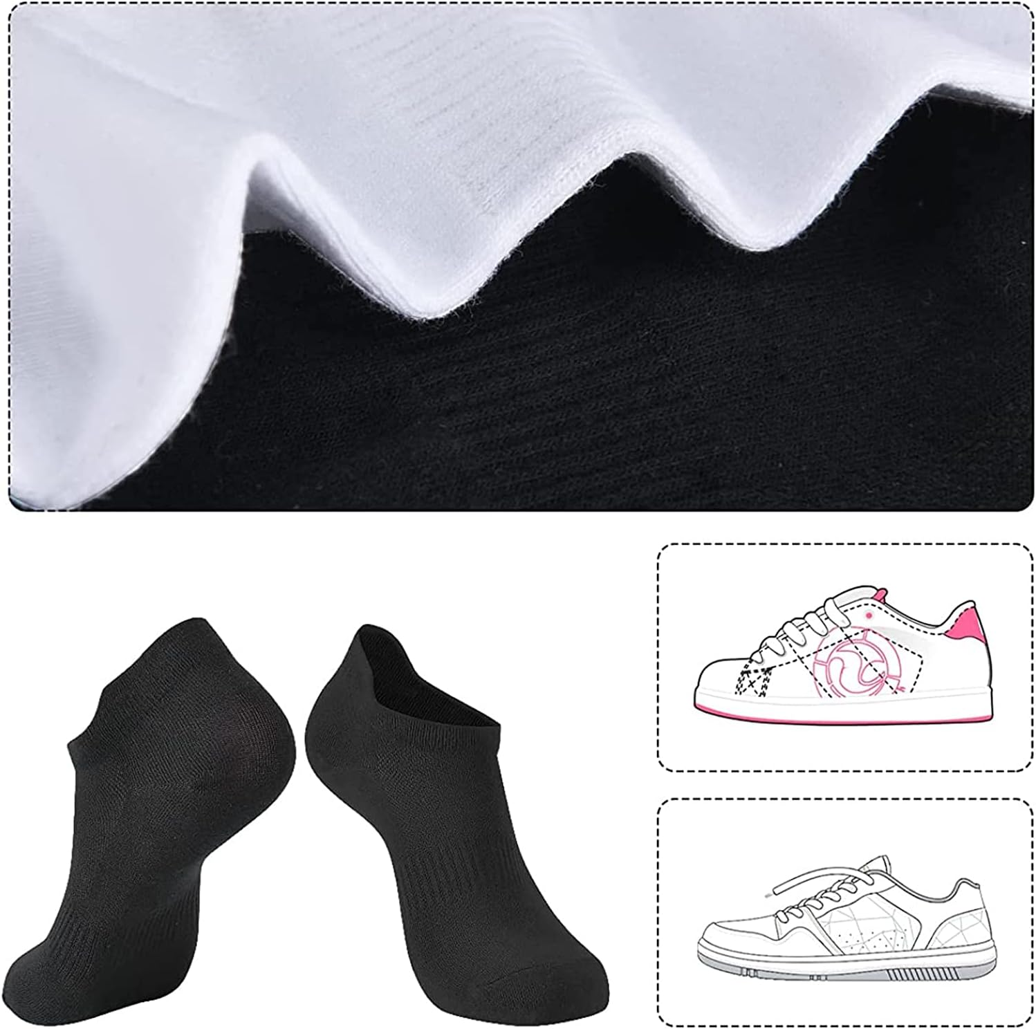 Women Ankle Athletic Running Socks,6 Pairs Low Cut Sports Tab Socks,Soft Thin No Show Socks for US Size 6-10 image number 6