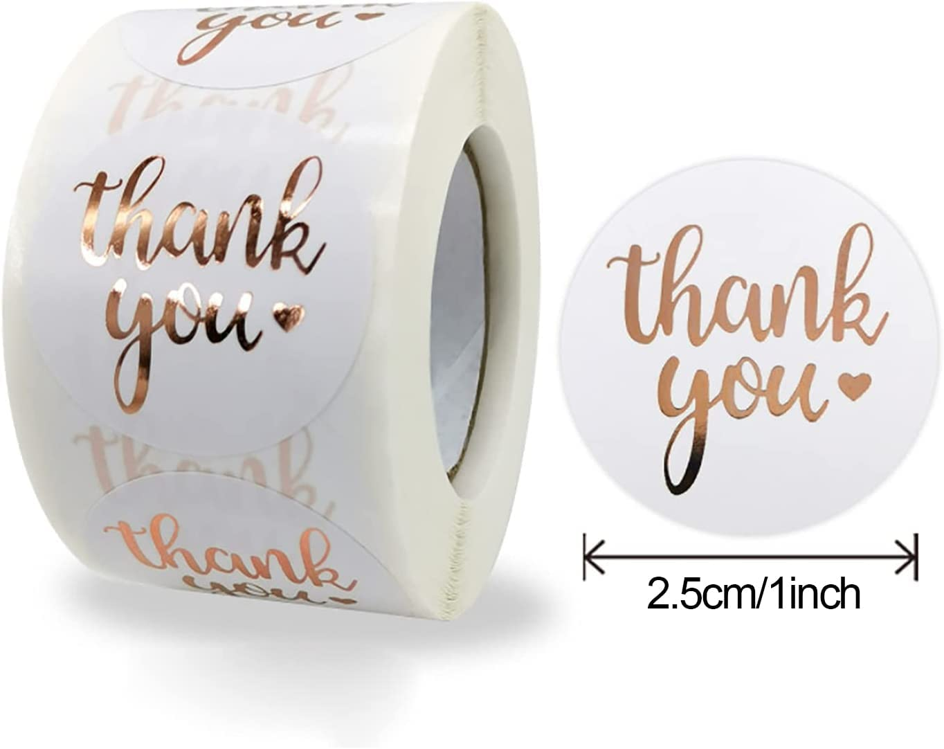 Thank You Sticker Roll, 1 Inch Gold Thank You Stickers Lables for Baking Packaging, Thank You for Supporting My Small Business Stickers 500Pcs