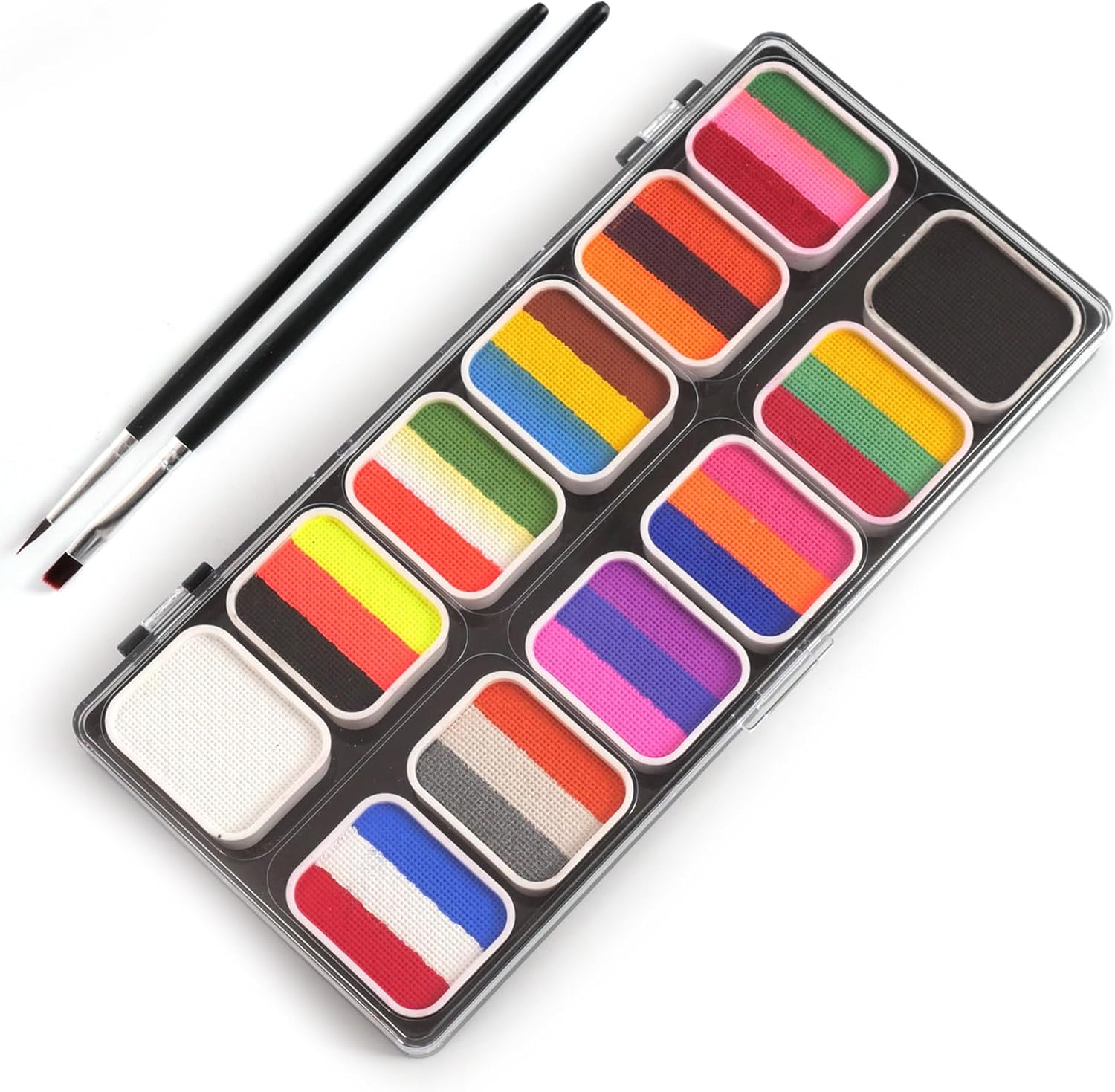 32 Colors Painting Kit Face Paints Washable Body Paint with 2 Brushes Art Makeup Palette image number 5