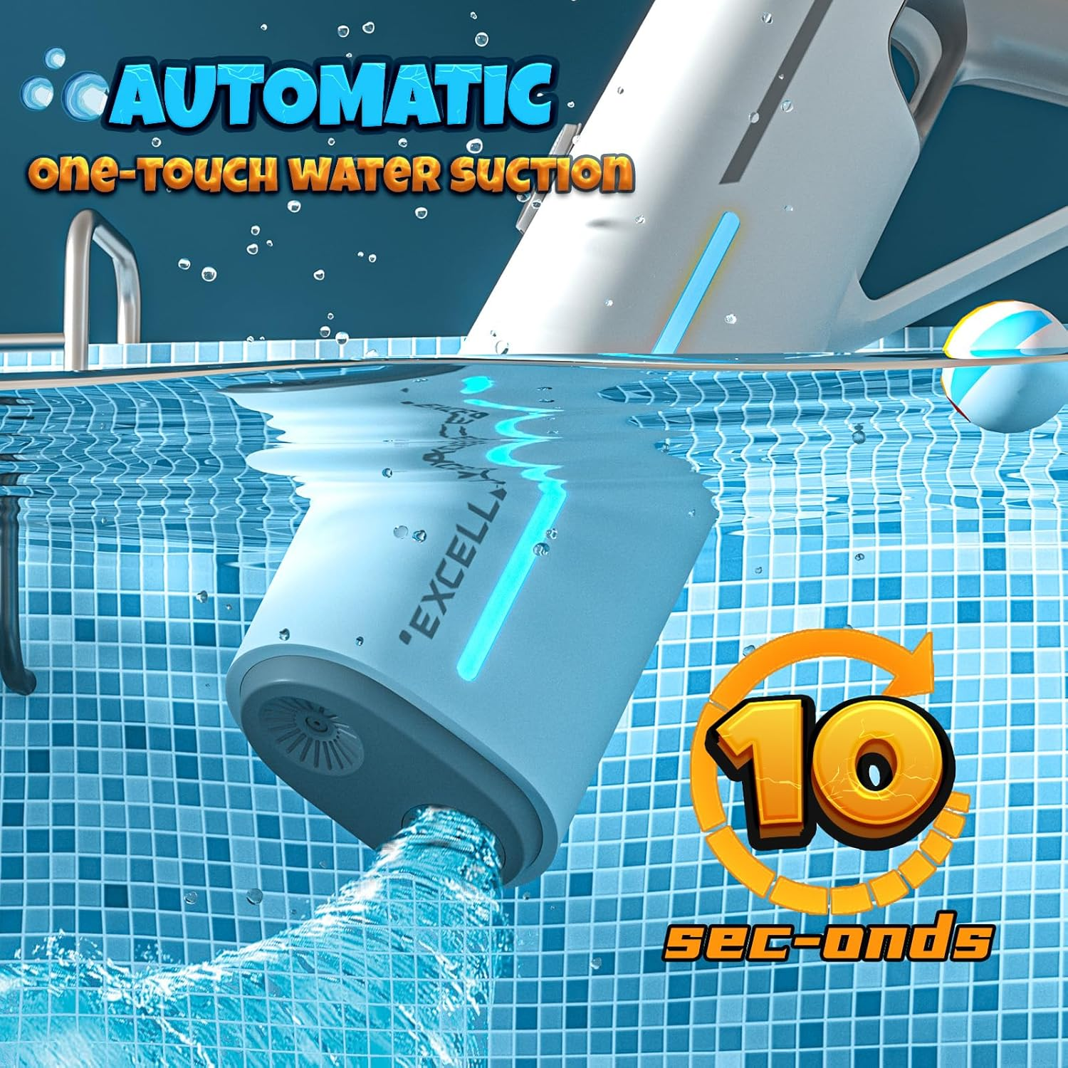 Skirfy 20&rdquo; Larger Electric Water Gun for Adults Kids, Automatic Squirt Guns Light up to 32 Ft Range, Water Tank 500C Capacity Modular Battery, Water Guns Toys for Outdoor Summer Beach Party