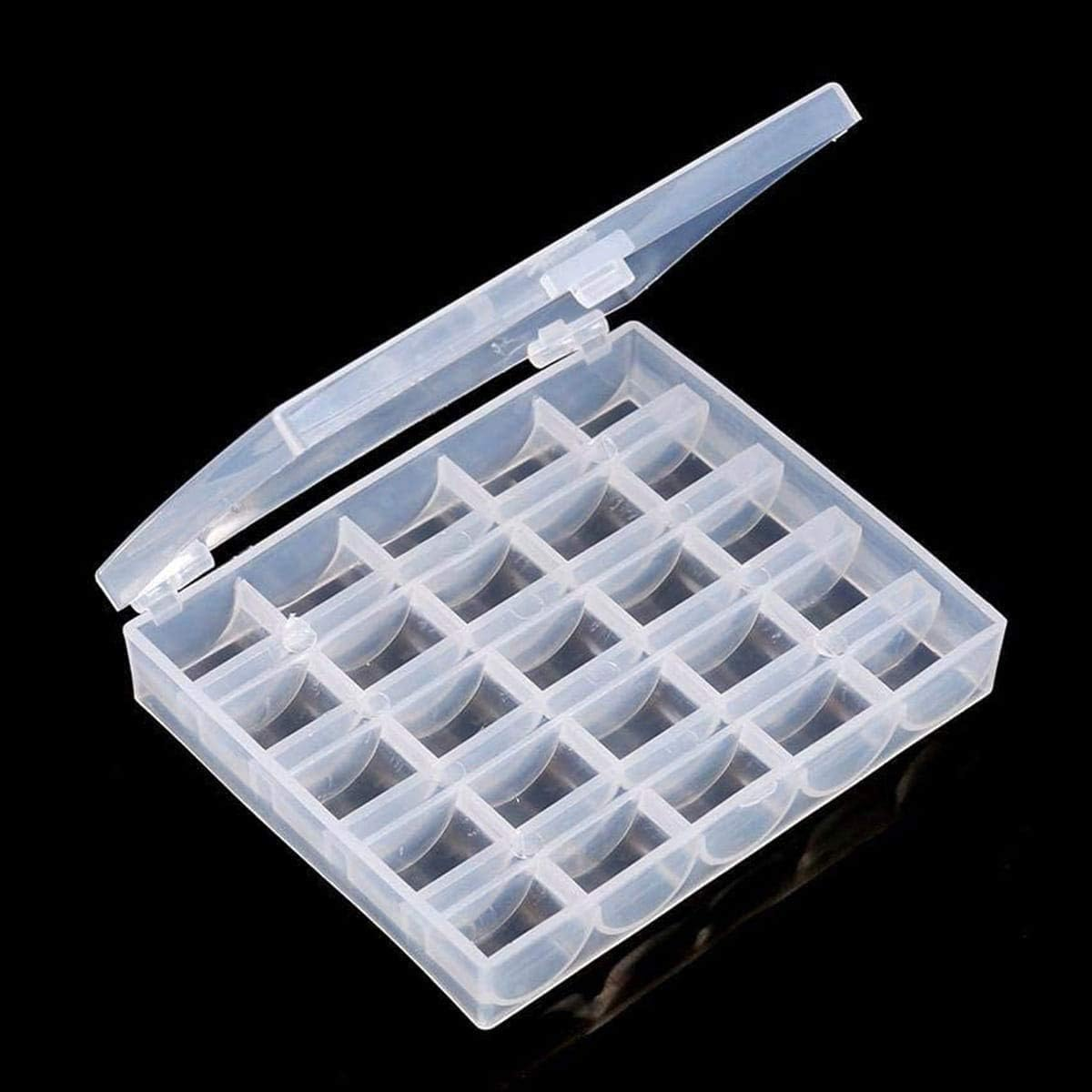 Bobbin Box,Machine Bobbin Organizer Plastic Case,Transparent 25 Slots Empty Bobbins Spools Box，Sewing Craft Plastic Case Storage Box for Sewing Machine image number 5