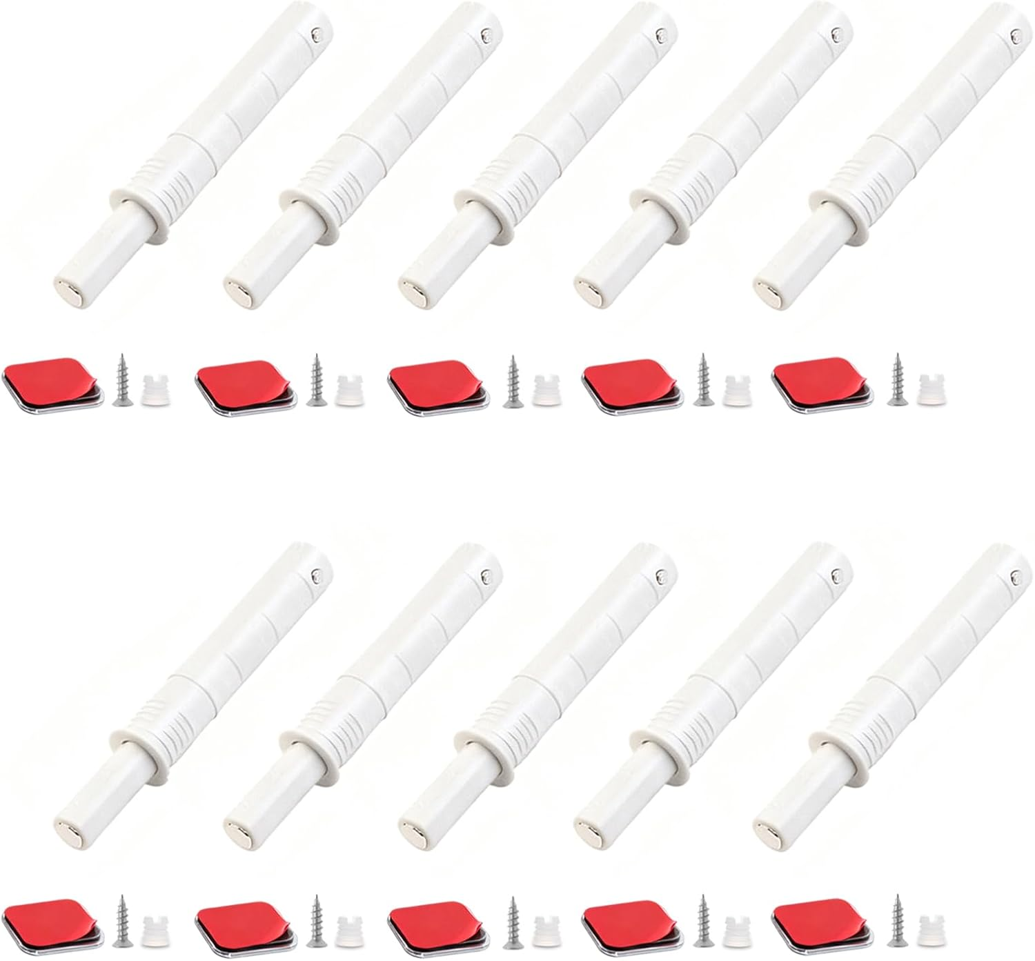 10PCS Magnetic Push Latches for Cabinet Push to Open Door Latch, Gray Soft Quiet Close Closers, Plastic Damper Buffer Push for Kitchen Drawer Door