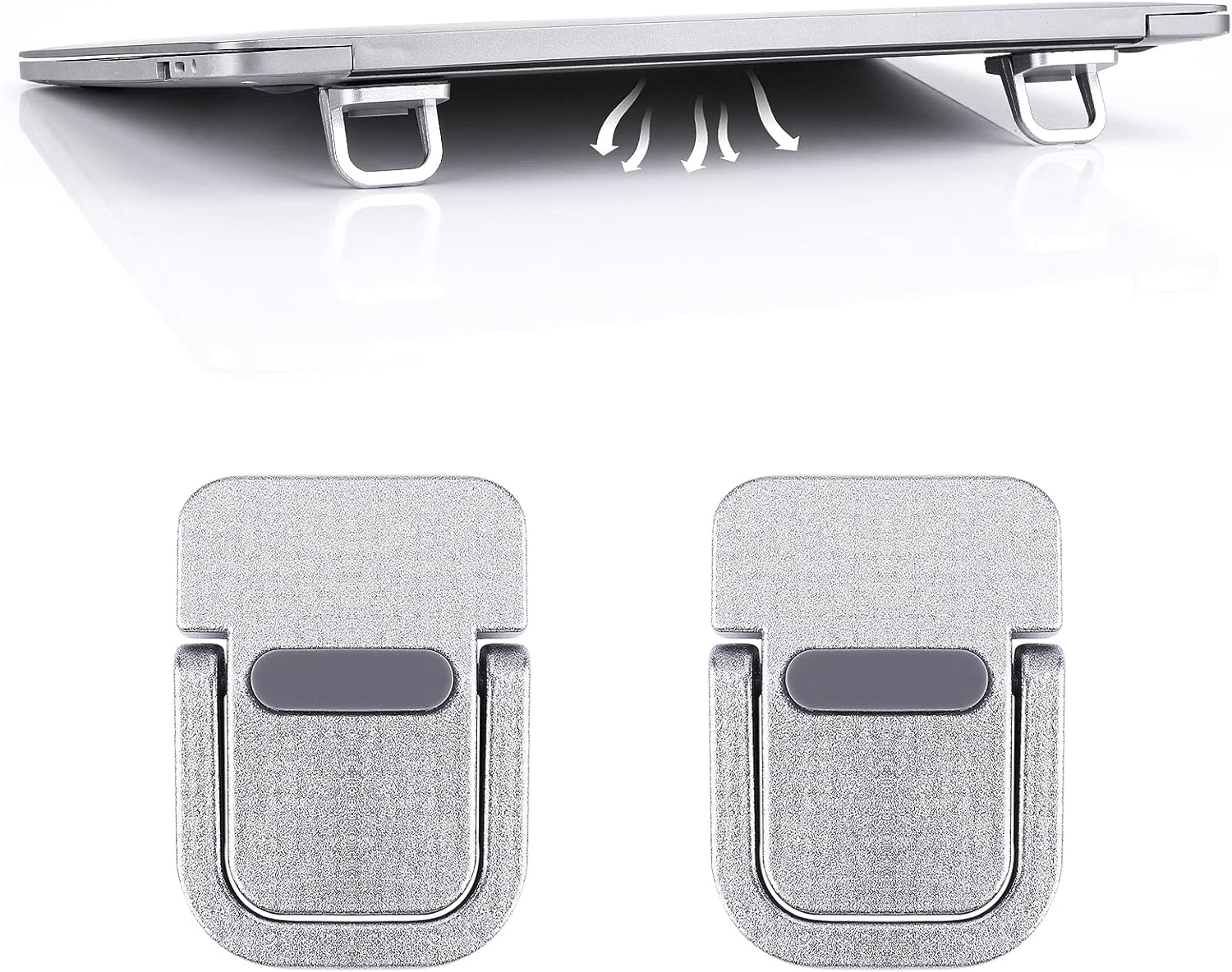 Abeillo 2PCS Portable Keyboard Riser, Self-Adhesive Mini Laptop Stand Invisible Computer Keyboard Stand for Desk, Laptop Feet Compatible with Pro/Air, Lenovo, Surface (Silver)