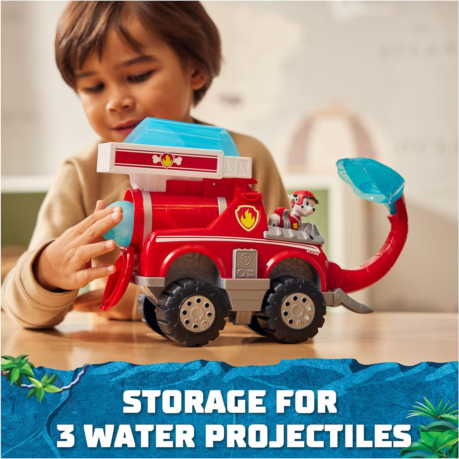 PAW Patrol Jungle Pups, Marshall Elephant Firetruck with Projectile Launcher, Toy Truck with Action Figure, Kids Toys for Boys & Girls Ages 3 and Up image number 3