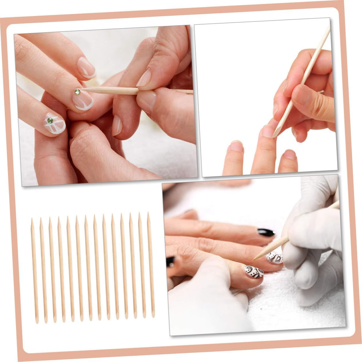 Healeved 100Pcs Wood Nail Sticks Cuticle Pusher Remover Double-Ended Pedicure Tools for Professional Nail Art and Manicure Use image number 2