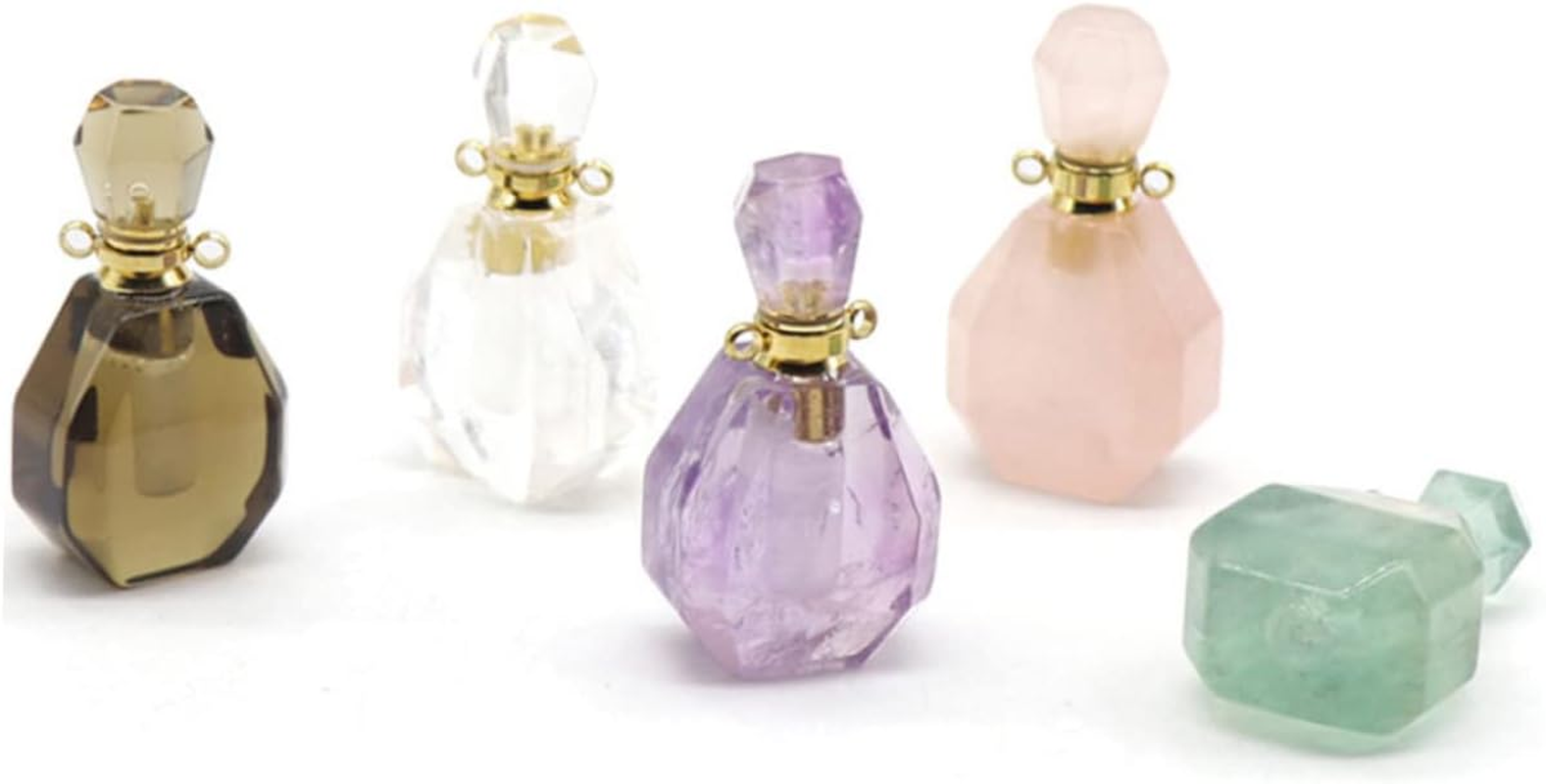 Pendants for Necklaces Crystal Pendants Amethyst Portable Perfume Container Glass Bottle for Essential Oils Accessories White Perfume Container Wishing Bottle image number 4
