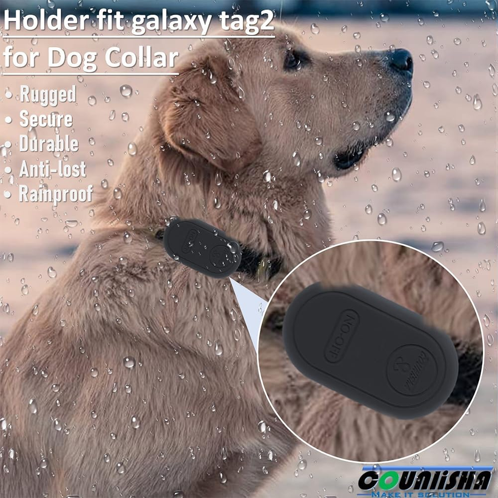 Silicone Holder Compatible for Samsung Galaxy Smarttag2 for Dog Collar,Slim Rubber Cover Pet Accessories,Secure Case for Galaxy Tag2 Tracker for Cat,Kids (2 Pack) - 2 Pack Black image number 6