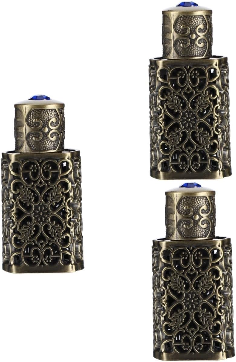 3Pcs 3Ml Essential Oil Perfume Bottle Travel Spray Metal Glass Leakproof Elegant Design image number 5