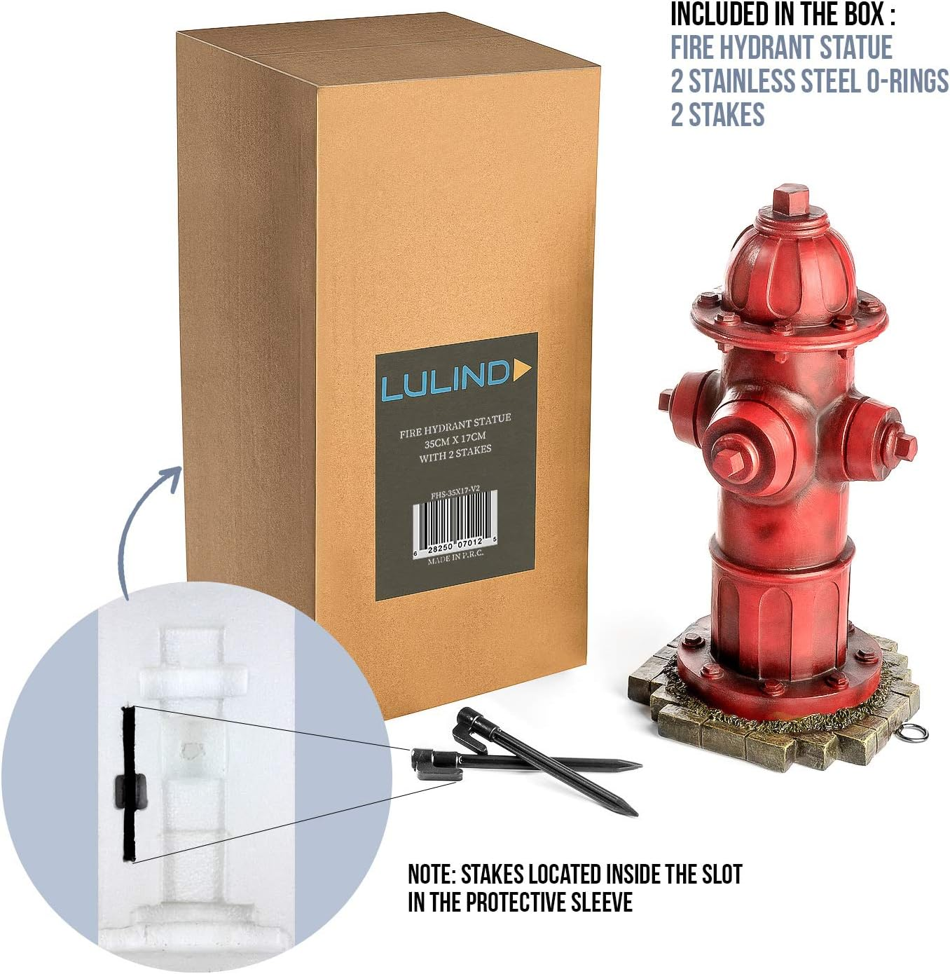 Dog Fire Hydrant Garden Statue with 2 Stakes, 14 Inches (Small)