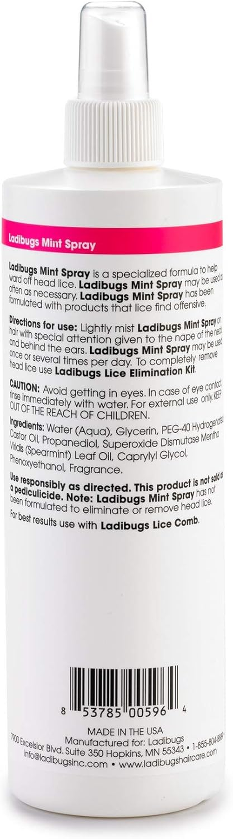 Ladibugs Lice Prevention Mint Spray Large 16Oz | Natural, Pesticide-Free | Highly Effective Daily Repellent image number 3