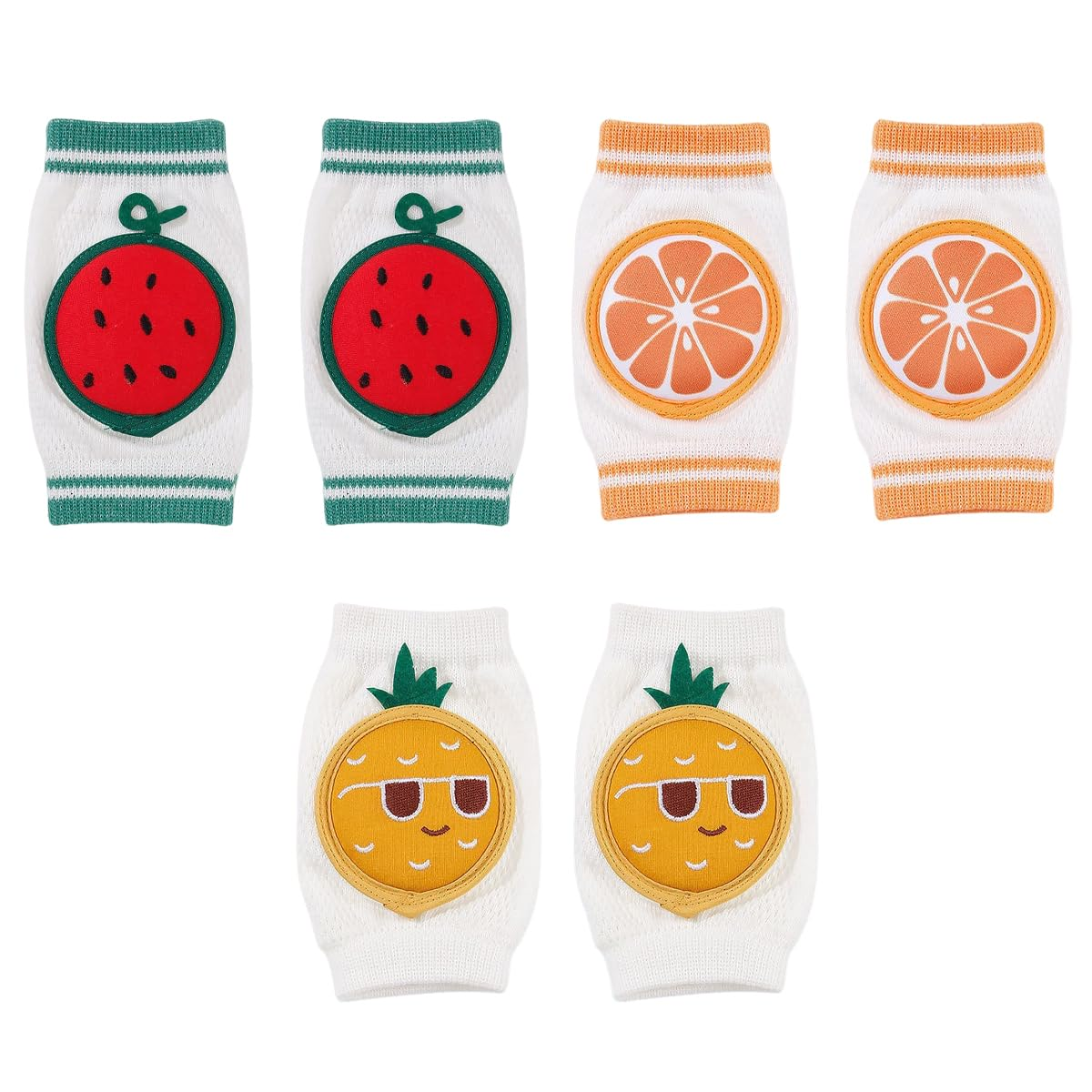 JZS Baby Knee Pads for Crawling, Breathable Cotton, Knee Protector with Sponge Pad, 3 Pairs, Style 1 image number 2