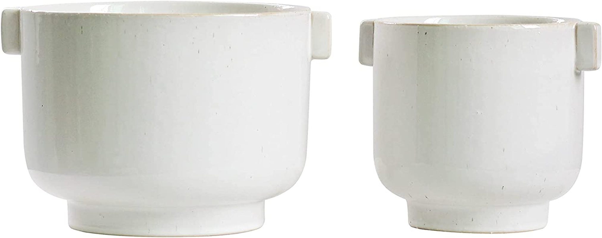 Olly & Rose Cotswolds Ceramic Plant Pot Set with Handles - Indoor & Outdoor Planters - Aged White Gloss Finish image number 6