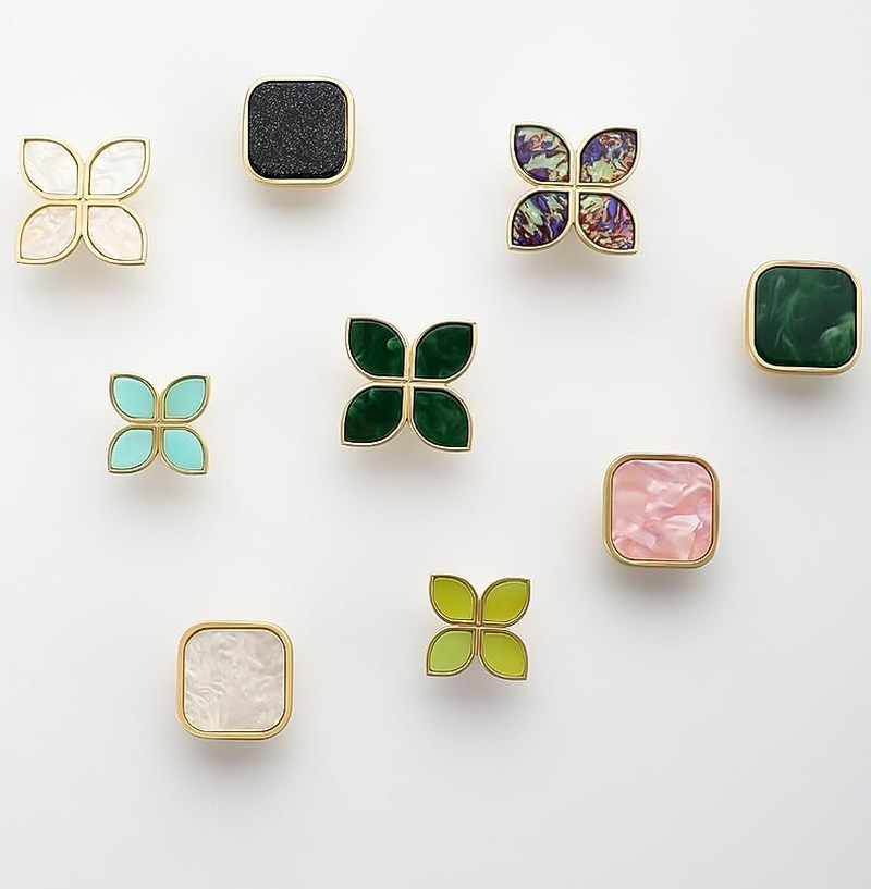 Hat Rack for Wall 6 Pack Square Shell Colorful Coat Hook Kitchen Corridor Hanger Hook Bathroom Towel Hook Drawer Cabinet Wardrobe Small Handle(White Small Petal 32Mm)