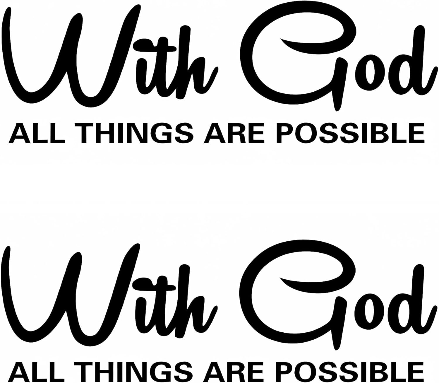 With God All Things Are Possible Sticker Vinyl Decal for Car Window Bumper Laptop 2Pack (Black)