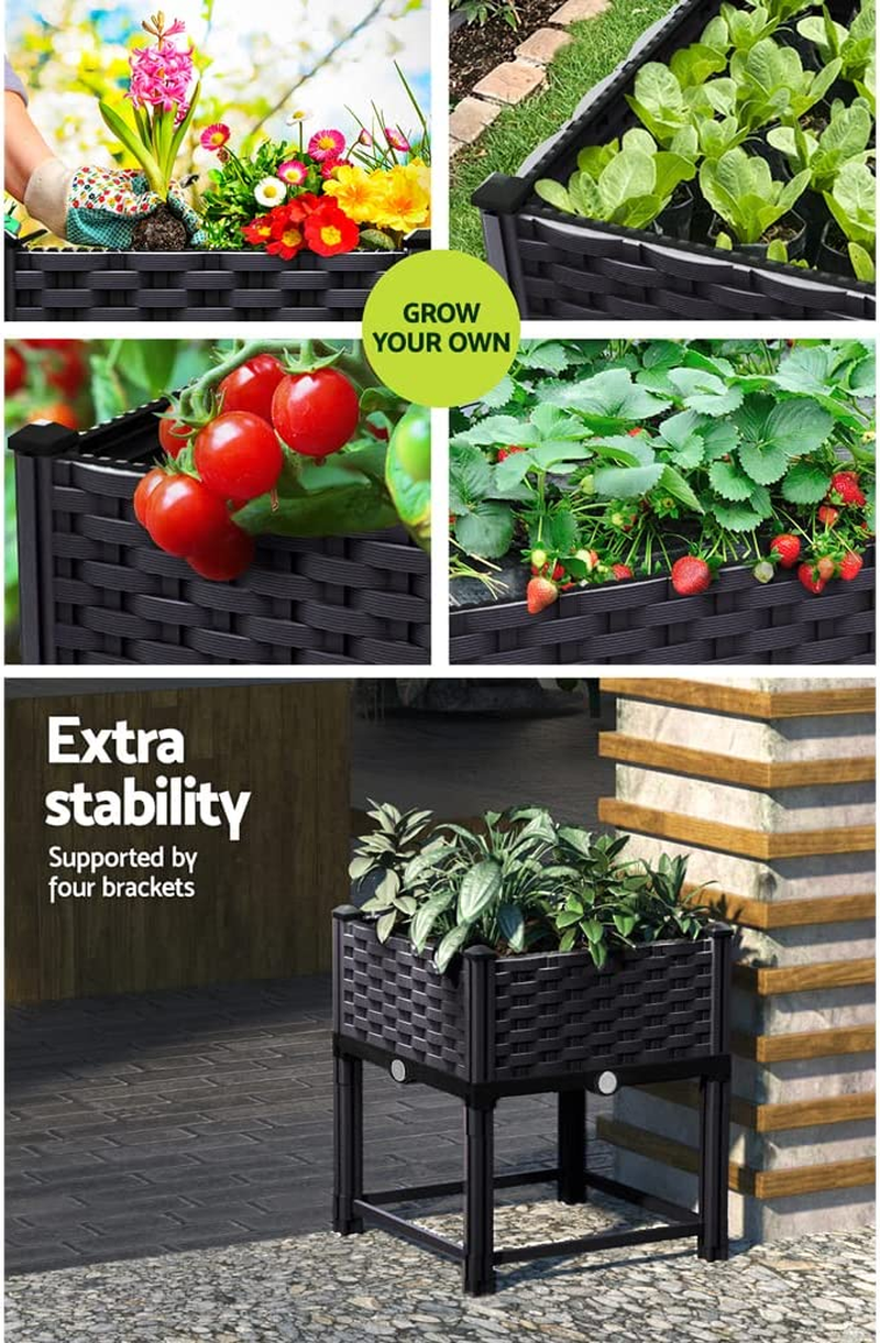 Green Fingers Garden Bed Polypropylene Planter Box, Gardening Supplies Plant Containers Patio, 40 X 40 X 23Cm Elevated Raised Beds Square Brown for Vegetables Flowers Herbs image number 4