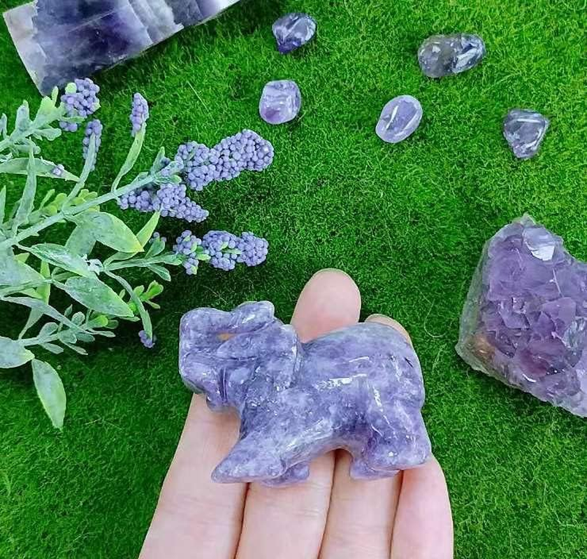 LAIDANLA 2Inch Amethyst Elephant Statue Healing Polished Cute Crystal Natural Gemstone Home Room Office Desk Kitchen Decoration Figurine Gifts Mental Energy image number 2