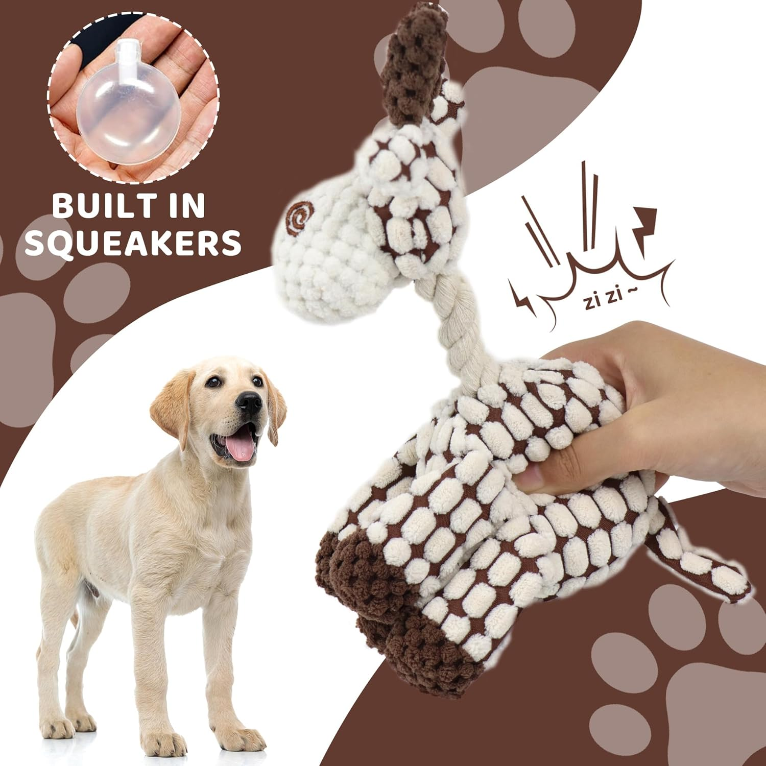 Puppy Squeaker Toys Rope Knot Donkey, Adorable Pet Squeaky Plush Toys, Perfect Companions for Small Dogs Cats Small Animals Chew Toys (White)