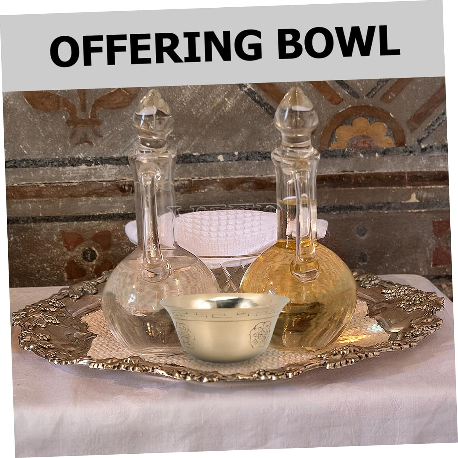 Buddhist Offering Bowl Brass Holy Water Cup for Worship for Daily Use Temples and Home Altars image number 3