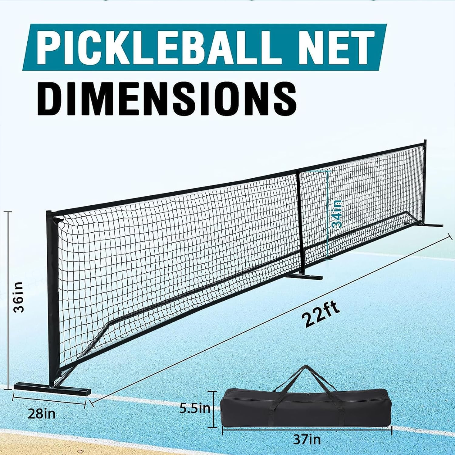 Pickleball Net System,Portable Pickleball Net Outdoor,22 FT Full Size Net with Carrying Bag for Pickleball Enthusiasts image number 3