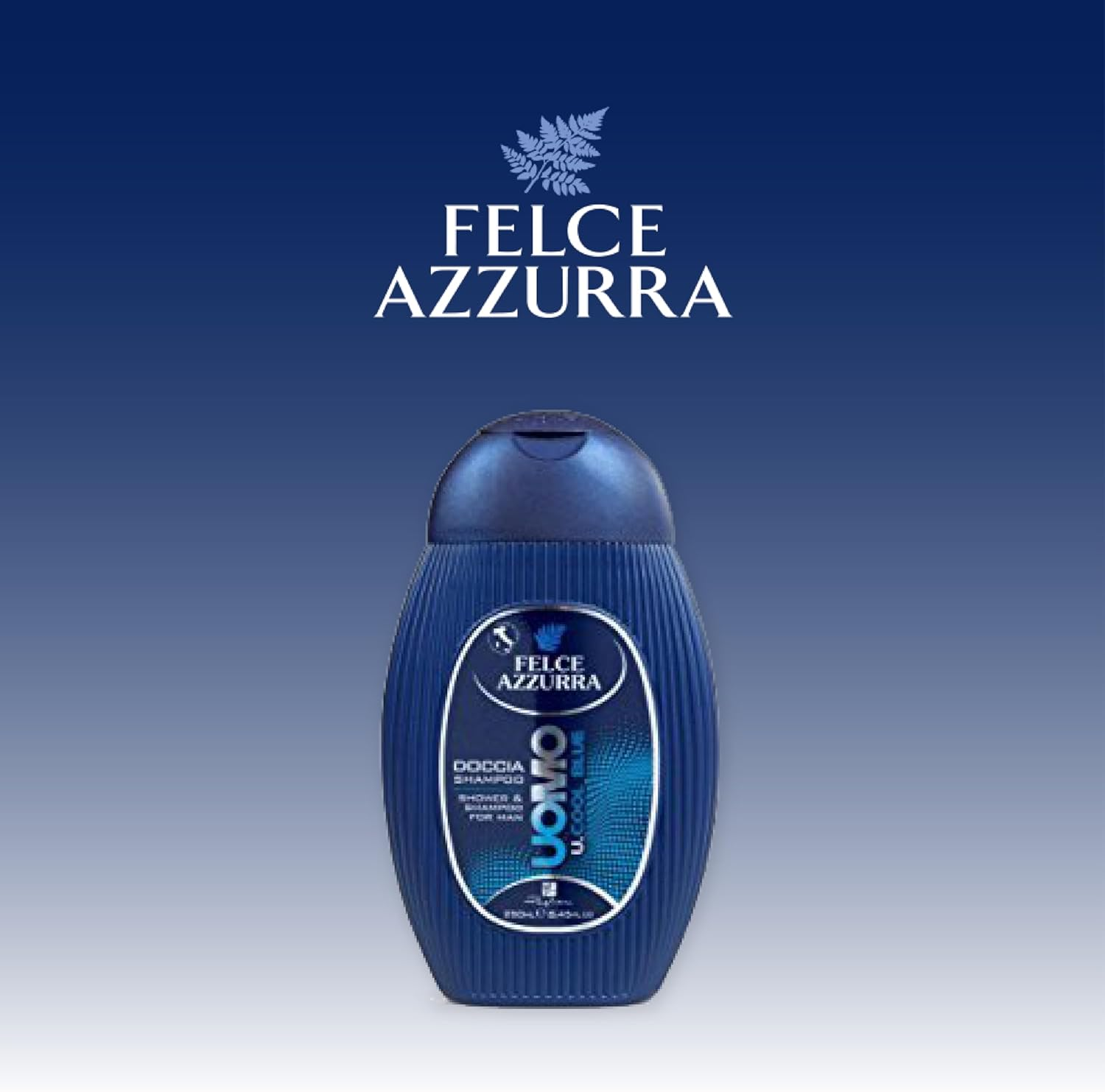 Felce Azzurra Man Shower Gel Cool Blue 2 in 1 Energising Shower Gel and Shampoo with Refreshing Fragrance for a Good Start to the Day - Pack of 1 (1 X 250 Ml) - White Musk image number 5