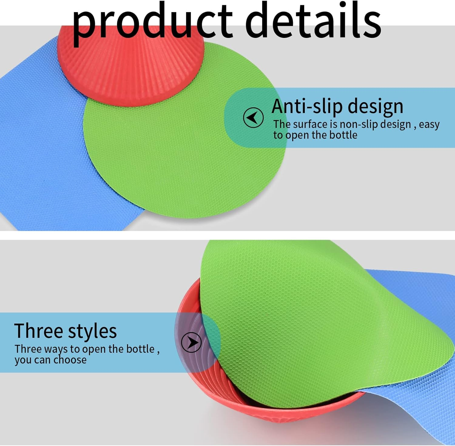 3 Pcs Rubber Jar Opener Gripper Pads, Multi Purpose Jar Bottle Can Lids Gripper Openers Reusable, for Seniors Weak Hands, Most Bottles, Used as Kitchen Coasters image number 1
