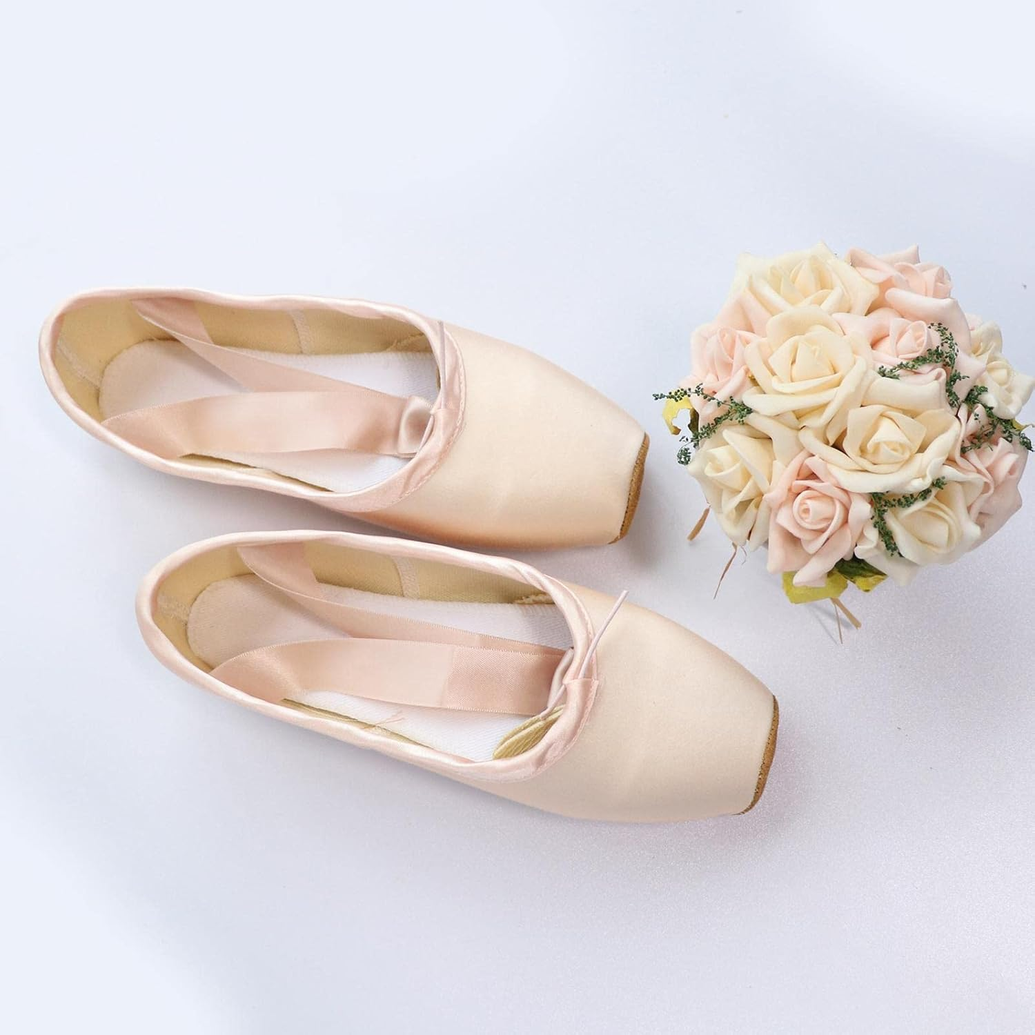 Ballet Pointe Footwear for Women and Girls in Pink with Pre-Attached Ribbons image number 5