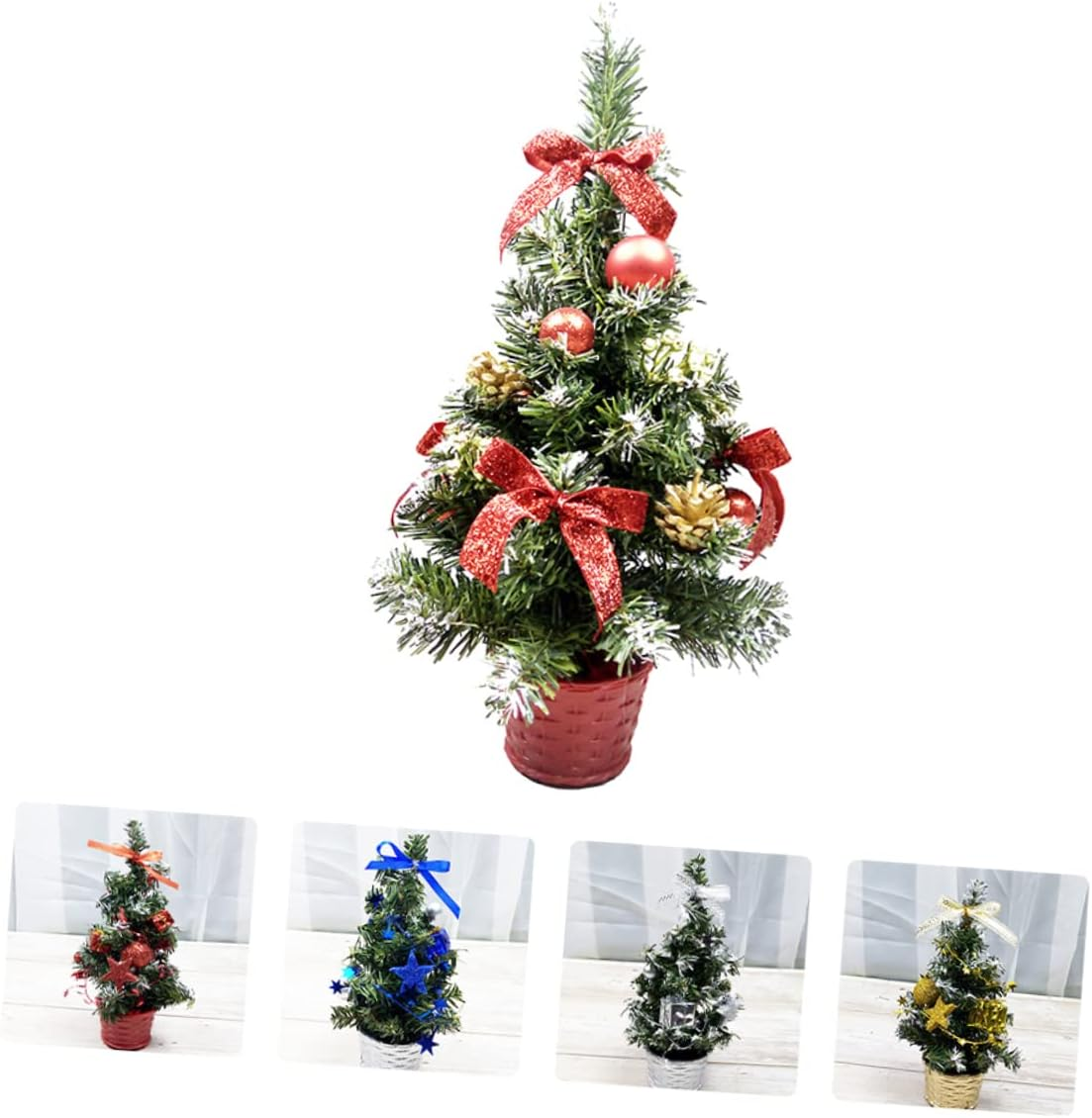 Anneome 4Pcs Adorable Mini Christmas Tree Decorative Tree for Home Party Showcase Table Ornament Christmas Decor Random Color image number 2