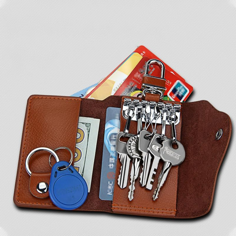 Card Wallets Universal Leather Key Chain Holder Wallet Case Car Bag Pack Hanging Waist Pouch Buckle Bracket Box image number 6