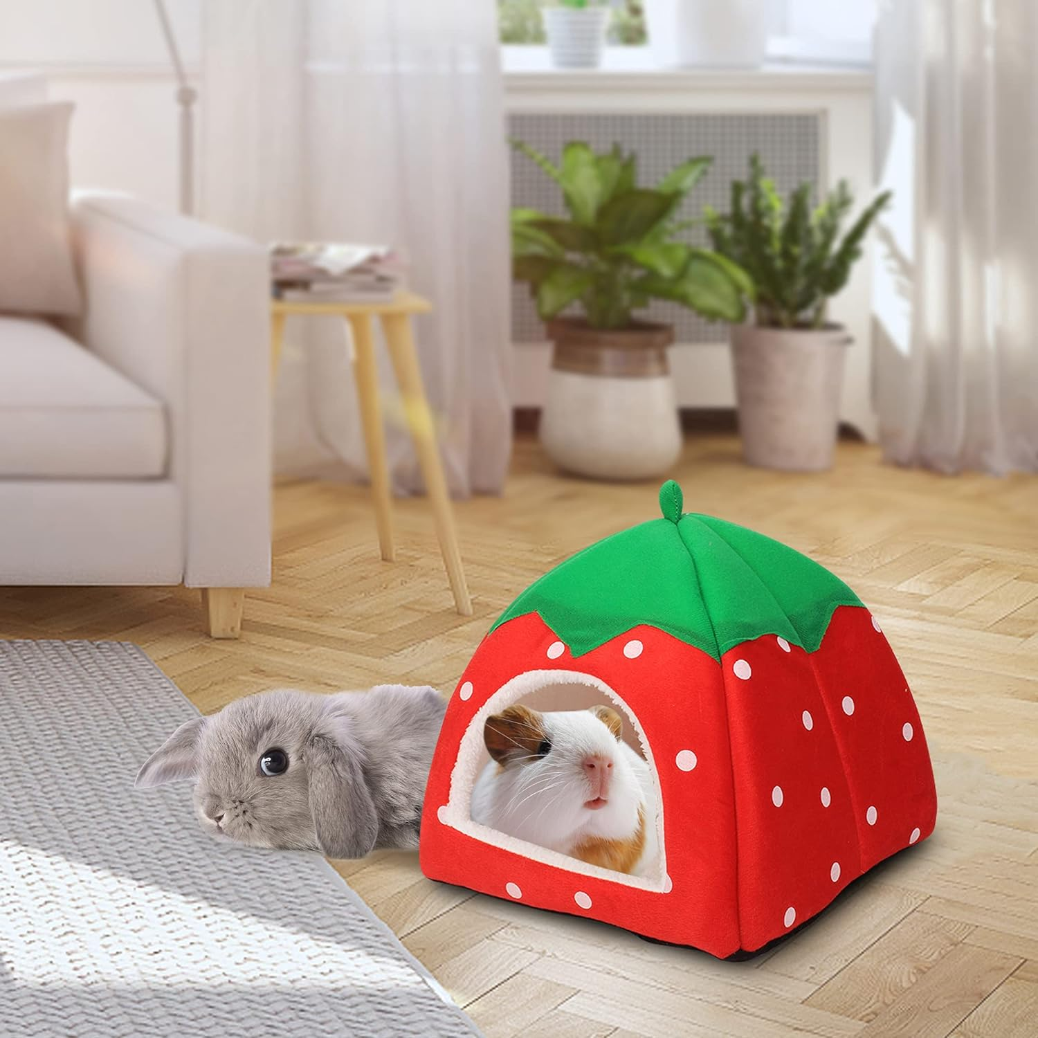 Guinea Pig Hideout 2 Pack Guinea Pig Bed House Cage Accessories Cozy Hide-Out for Hedgehog Ferret Chinchilla&Other Small Animals image number 4