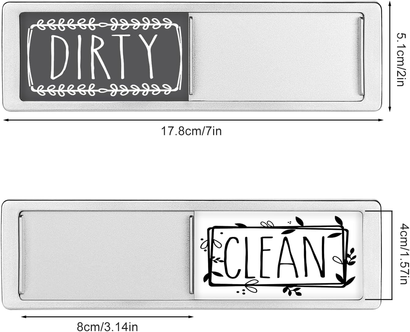 Dishwasher Magnet Clean Dirty Sign,Clean Dirty Sign Indicator with Slide Design with Double-Sided Sticker Ideal Signs for Any Home or Office Kitchen(Art Font Silver)
