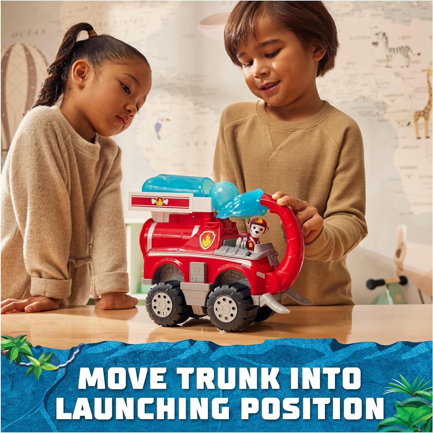 PAW Patrol Jungle Pups, Marshall Elephant Firetruck with Projectile Launcher, Toy Truck with Action Figure, Kids Toys for Boys & Girls Ages 3 and Up image number 4