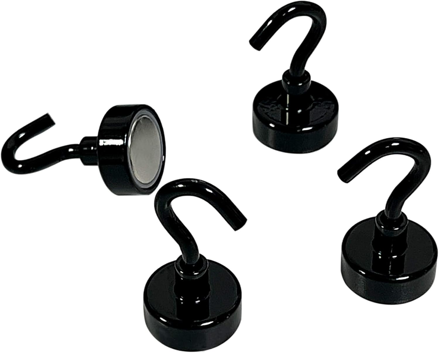 10PCS Magnetic Hooks, Neodymium Magnets with Rust Proof Coating, Strong Magnet Hooks for Hanging, Magnetic Hanger for Kitchen, Cruise, Workplace (Black) image number 1