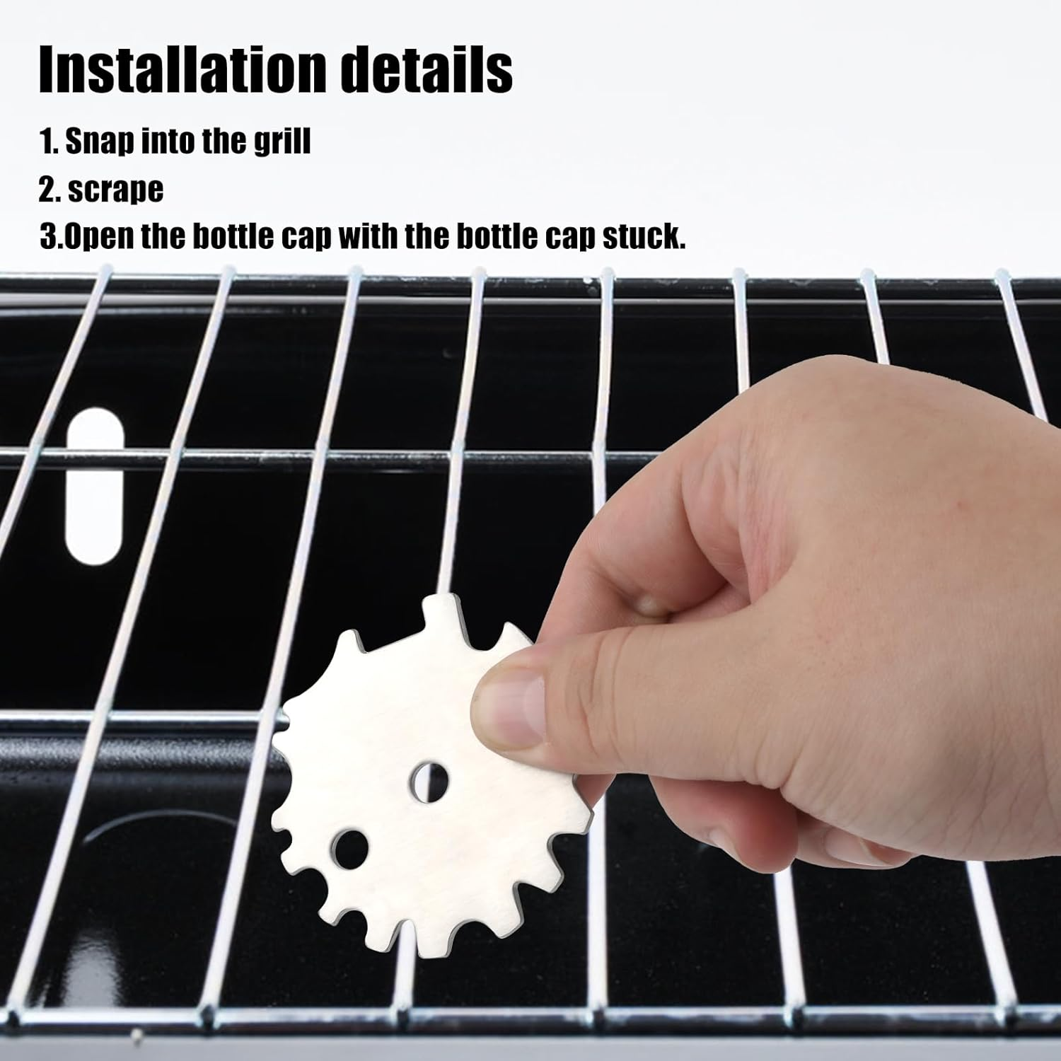 BBQ Grill Scraper Stocking Stuffer, Grill Cleaning Tools Bristle-Free for Griddle Ideal Gifts for Christmas Kitchen Gadgets Cleaner & Built-In Bottle Opener Grill Scraper for Outdoor Grill image number 4