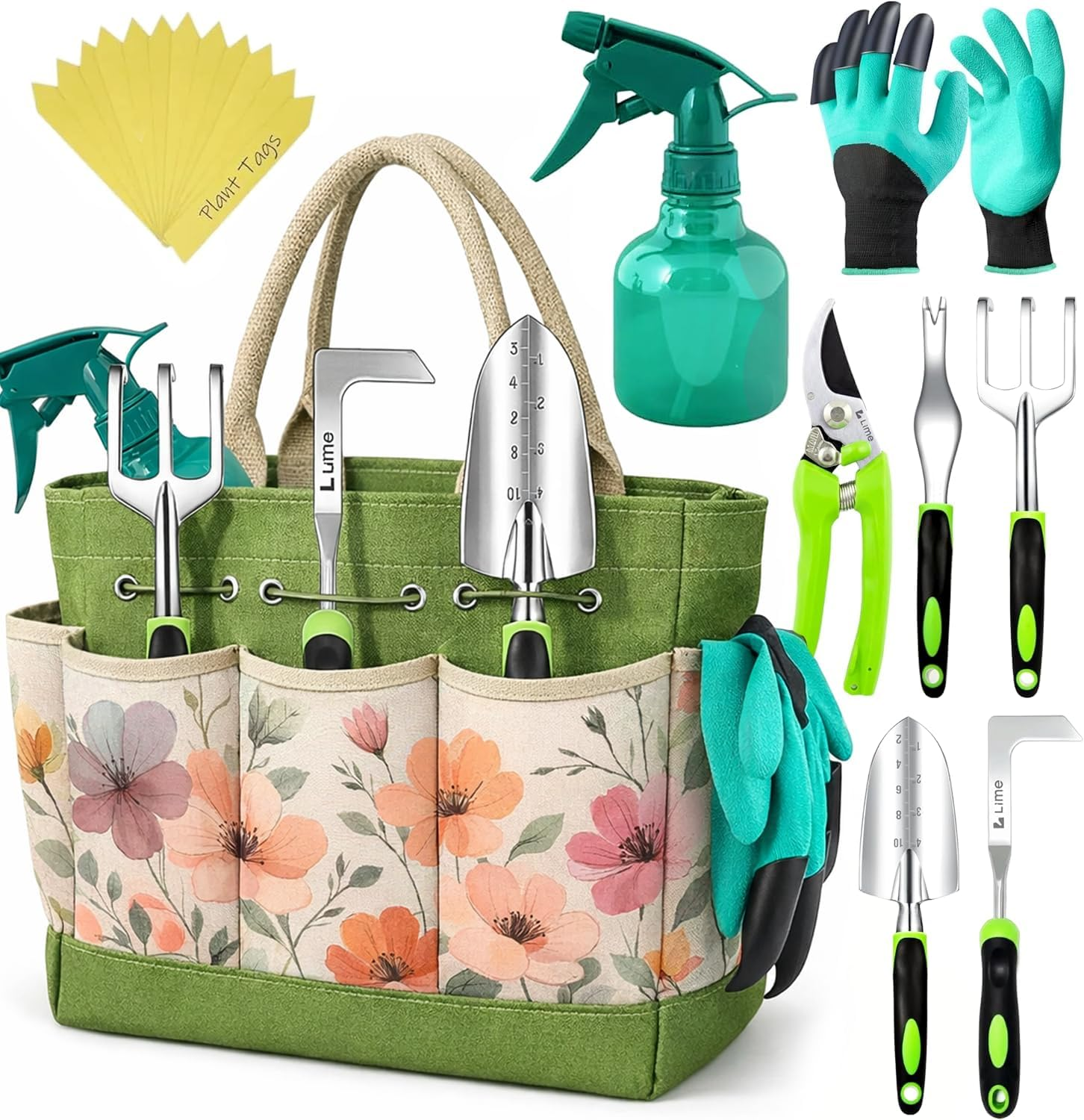 Treasured Gifts for Mom - Heavy Duty Garden Tools 22 Pieces Floral Set - Rust Proof, Non-Slip, Durable Gardening Supplies - Ergonomic Hand Tools - Ideal Gardening Gifts for Women image number 3