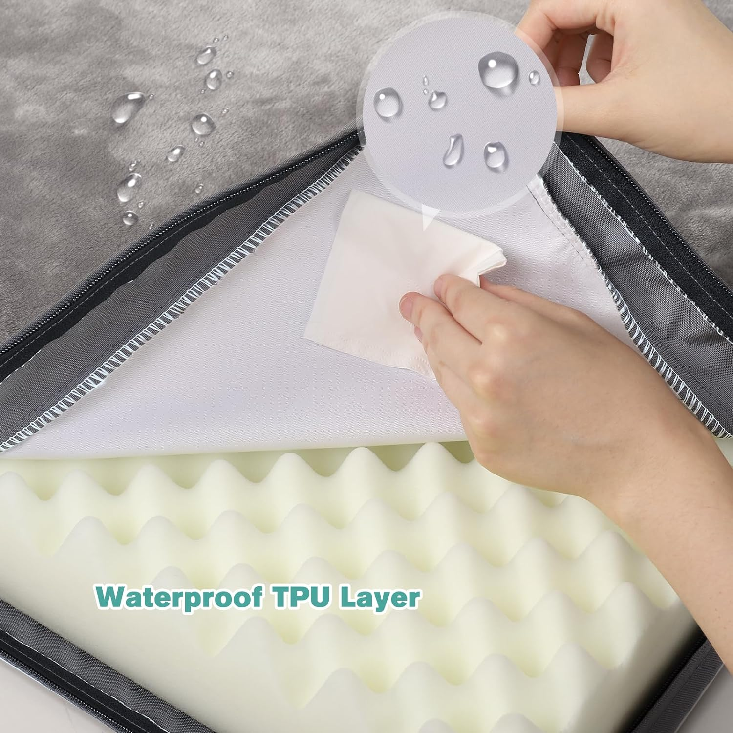 Dog Bed Mat, 47 * 29 * 3.5 Inch Pad for Medium Large Dogs with Removable Washable Cover, Waterproof Anti-Slip Orthopedic Sleeping Pad, Soft Surface and Multiple Sizes image number 5