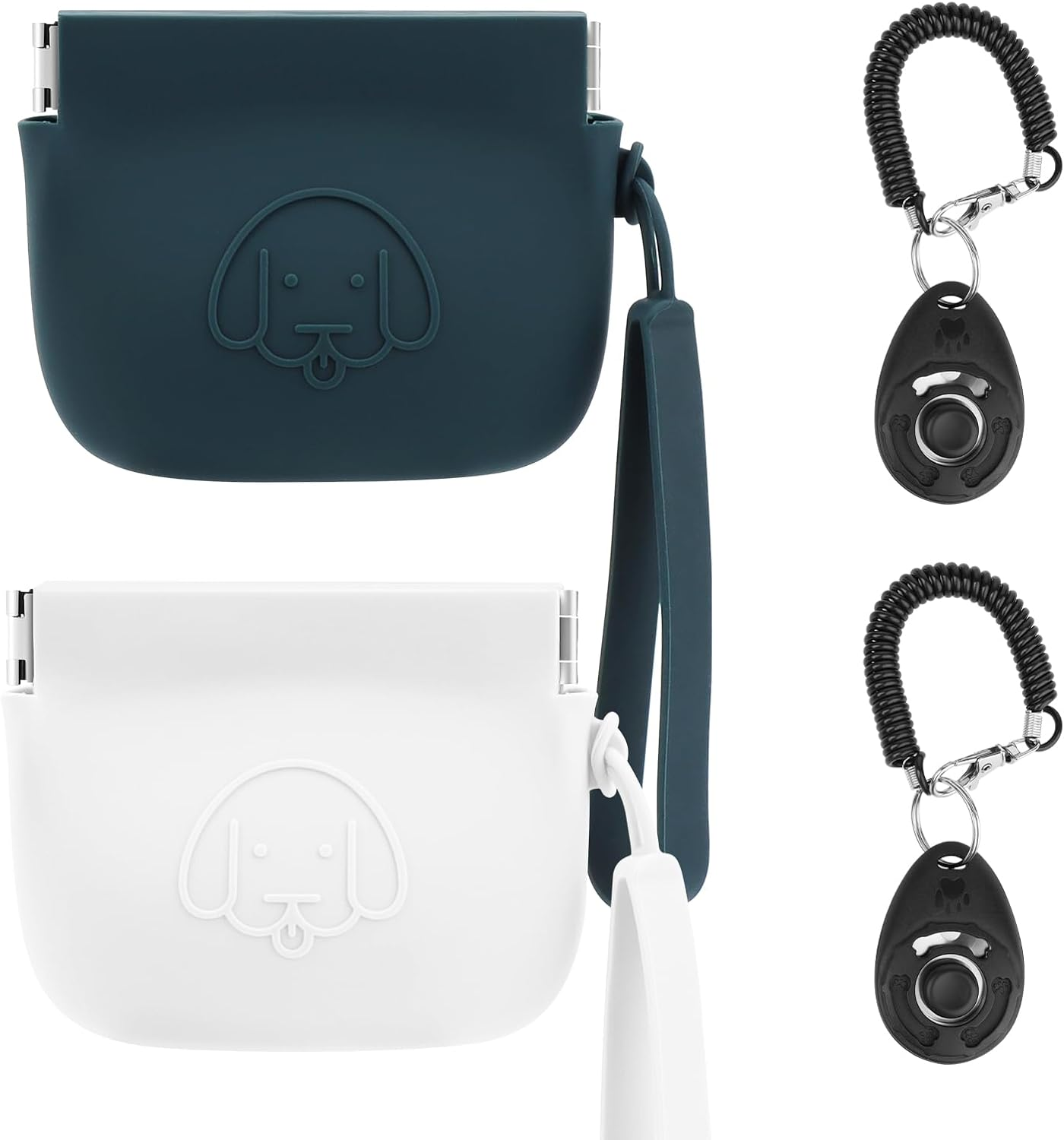 WALLFID Silicone Dog Treat Pouch Small Bag,Auto Closure,With Pet Training Clicker,Walking Bag for Dog and Cat,Pocket Size,Easy to Clean,Odorless (Yellow)&hellip;