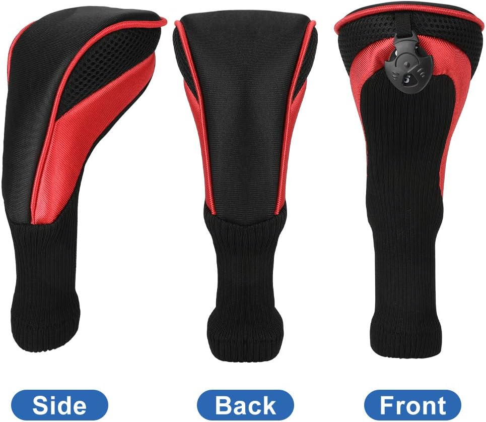 Number-One Golf Club Head Covers for Fairway Woods Driver Hybrids, 3Pcs Long Neck Mesh Golf Club Headcovers Set with Interchangeable No. Tags 3 4 5 6 7 X image number 3