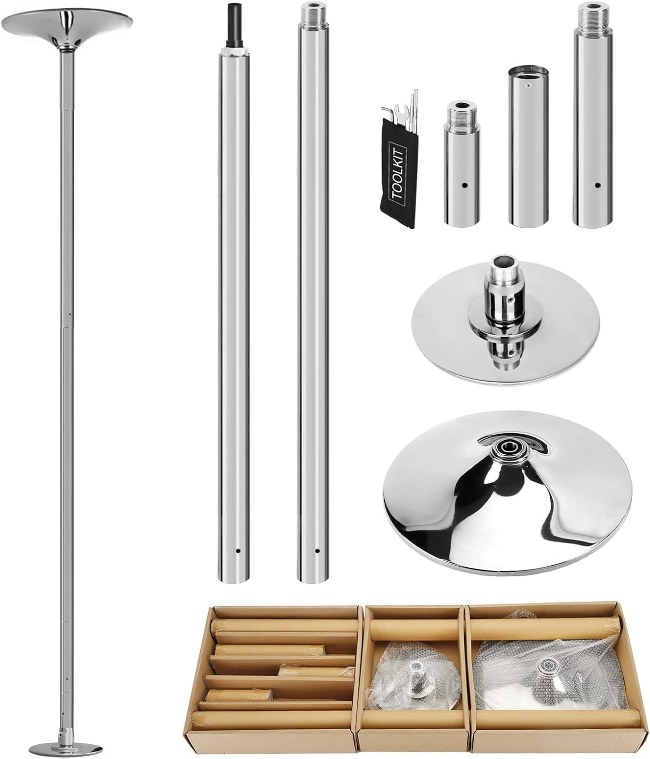 PRIOR FITNESS Premium Dance Pole Removable 45Mm Spinning & Static Dancing Pole Heavy-Duty Steel Pole Dancing Pole, Adjustable Height Professional Grade Excellent for Home Exercise Club Gym image number 2