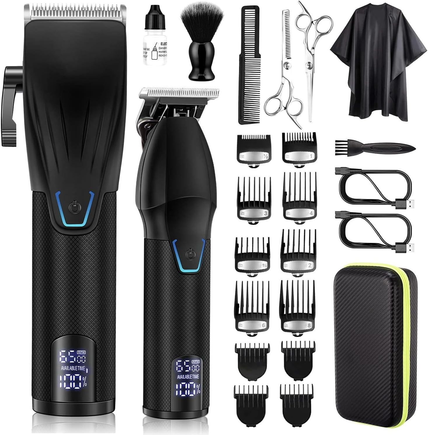 Karrte Professional Hair Clippers and Trimmer Kit,Cordless Hair Cutting Kit,Barber Supplies for Men Beard Trimmer Mens Grooming Kit Accessories (Silver)