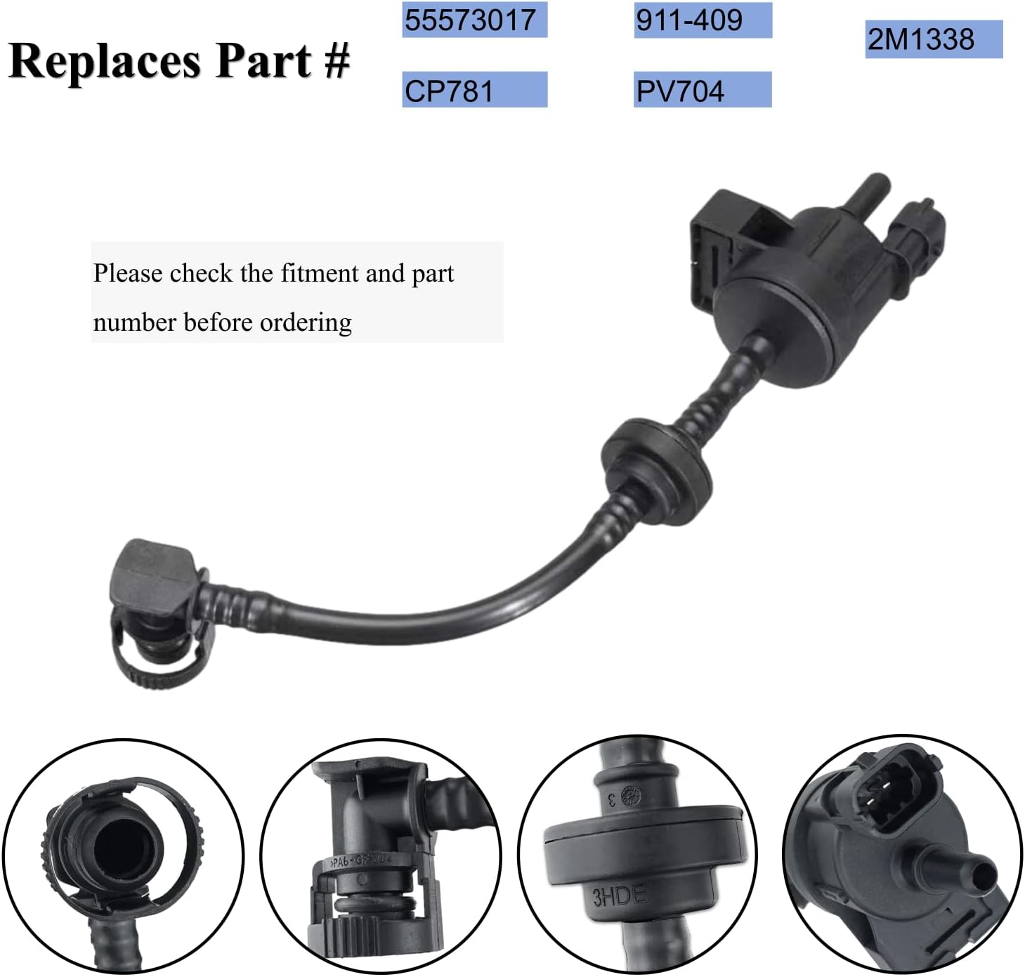 Vapor Canister Purge Valve 55573017 EVAP Purge Valve Solenoid P0496 for 2012-2021 Buick Encore Chevy Cruze Sonic Trax 1.4L L4 Vapor Canister Purge Solenoid Valve 911-409 PV704 Vent Purge Control Valve image number 4