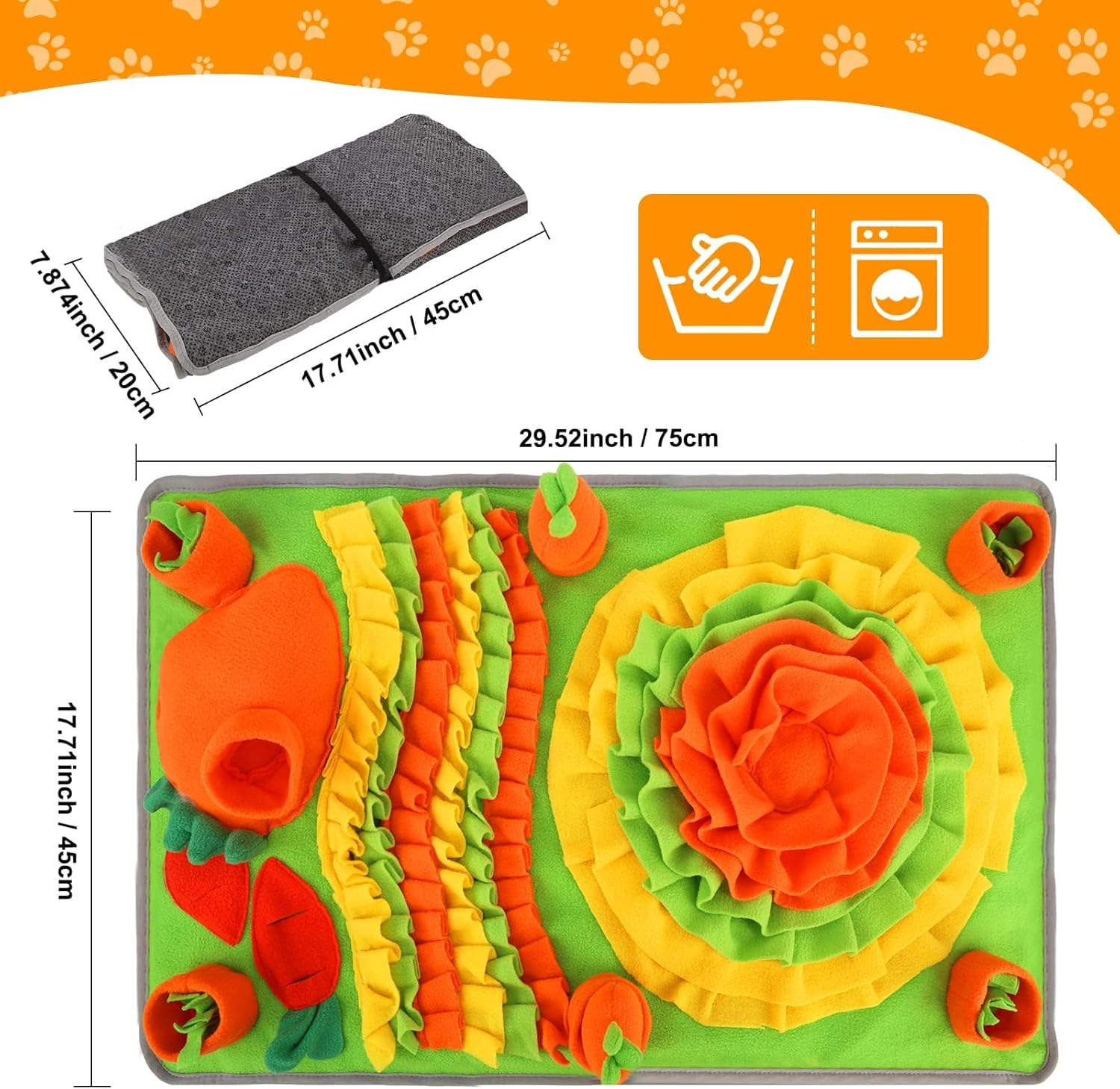 Snuffle Mat for Dogs, 29.5''X 17.7''Large Size Dog Nose Training Sniffing Pad Cat Doggies Interactive Feeding Mat, Encourage Natural Foraging Skills/Stress Relief for Large Small Medium Breed image number 4