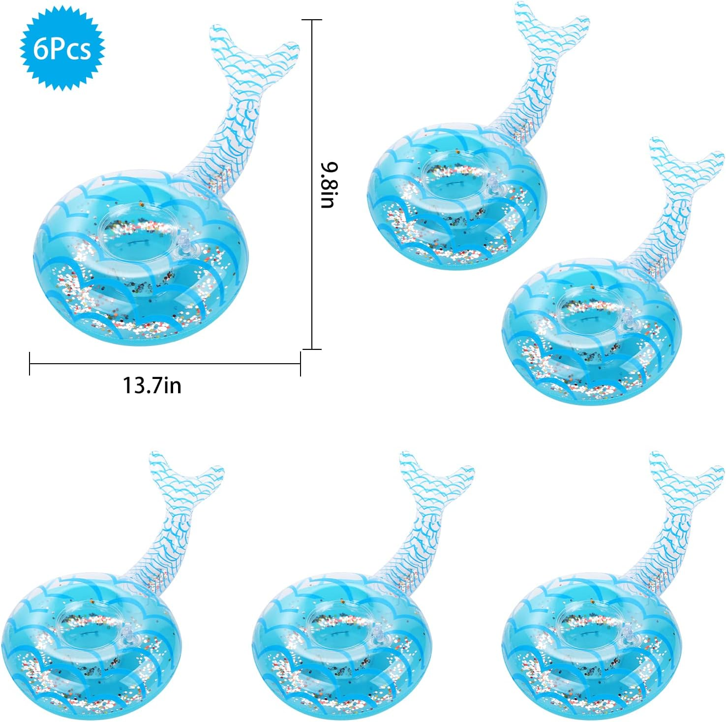 6 Pack Mermaid Inflatable Drink Holder, LIYDE Drink Floaties Floating Drink Holder for Swimming Pool Drink Holder for Pool Party Pool Accessories for Adults image number 1