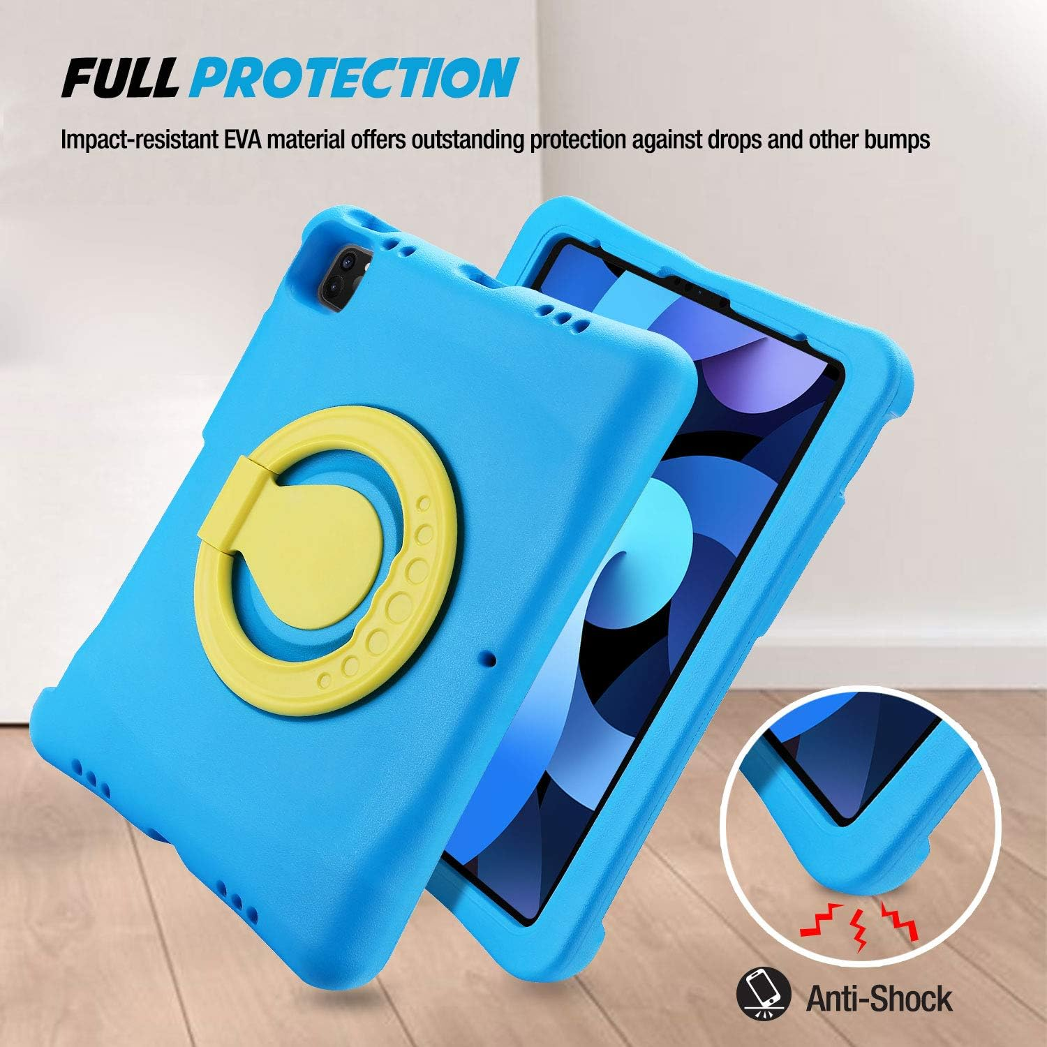 Procase Kids Case for Ipad Air 10.9" 5Th Gen 2022/4Th Gen 2020/Ipad Pro 11 2020/2018, Shockproof Rotate Handle Fold Stand Lightweight Kids Friendly Case &ndash;Blue image number 6