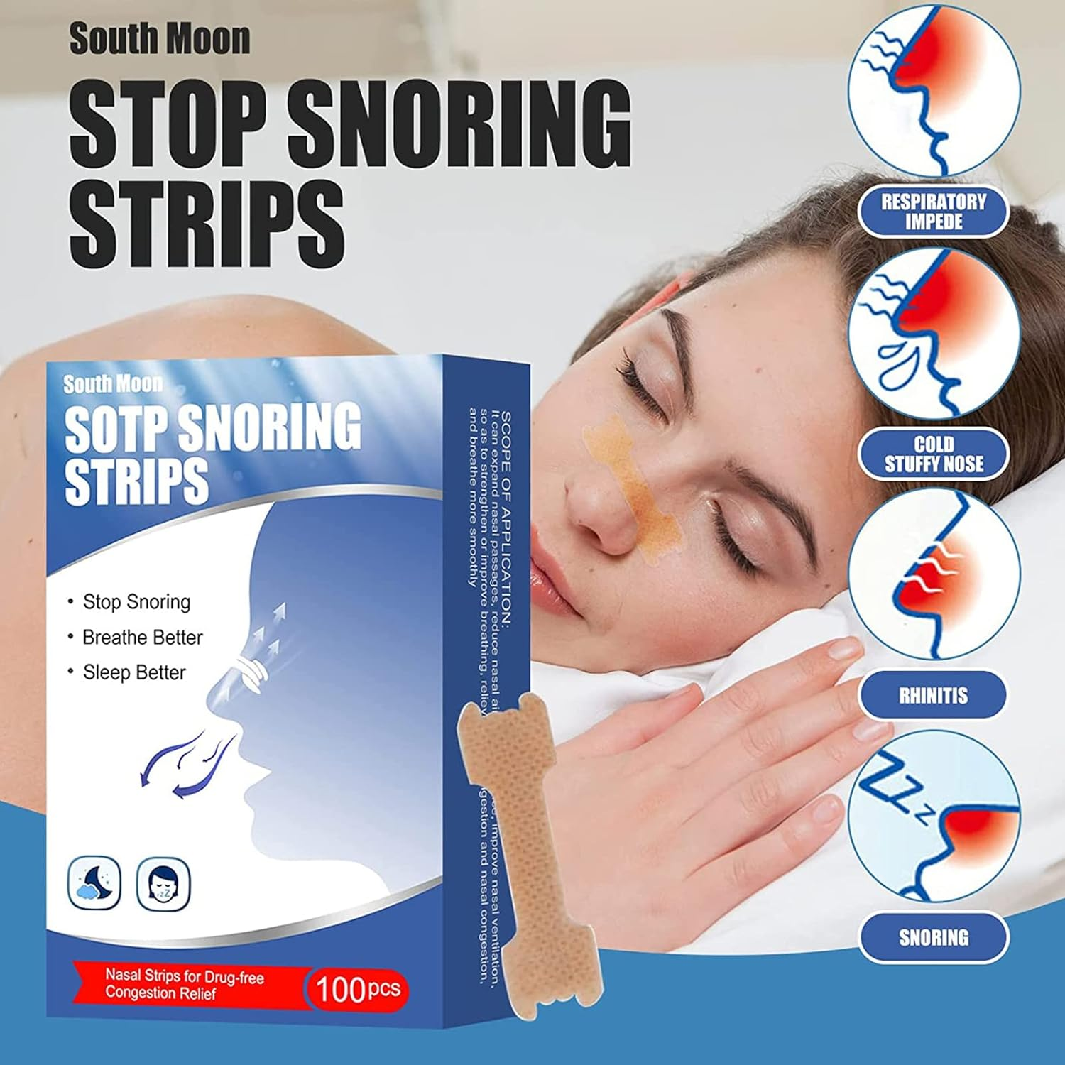 Nasal Strips for Snoring, Large 100 Pack - Extra Strength anti Snoring Solution for Men, Women -Snore Less - Stuffy Nose Relief for Congestion Clears Air Way to Breathe Better - Sleep Right image number 6